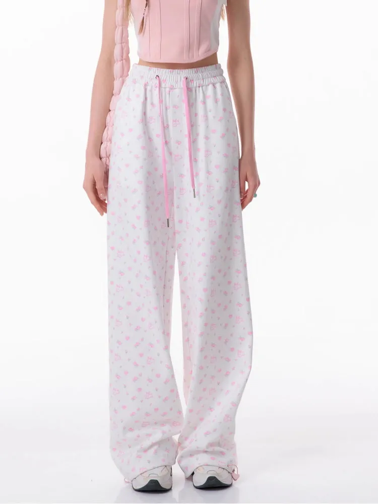Rabbit Floral Casual Pants