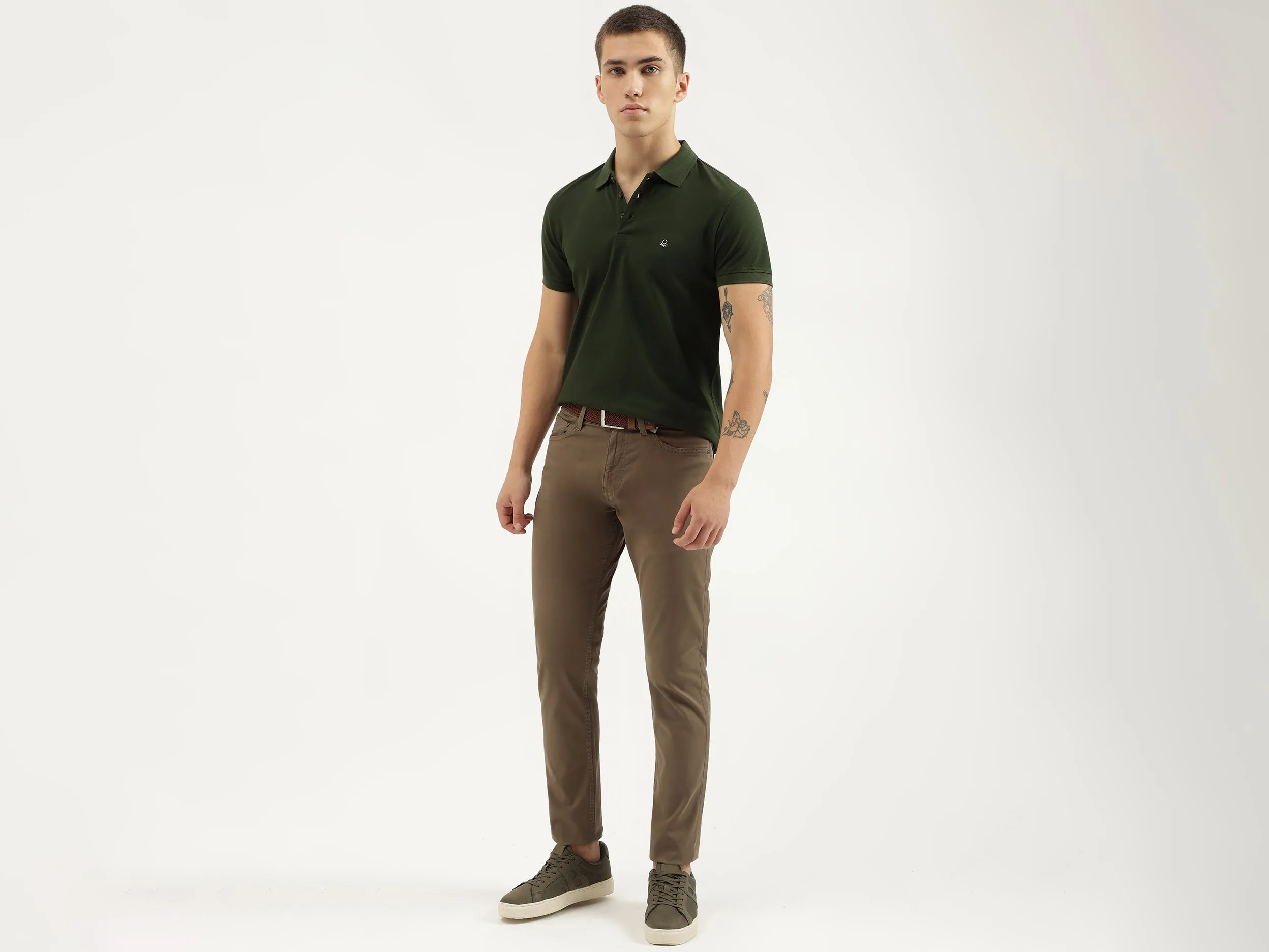 Regular Fit Polo Neck Solid T-shirts