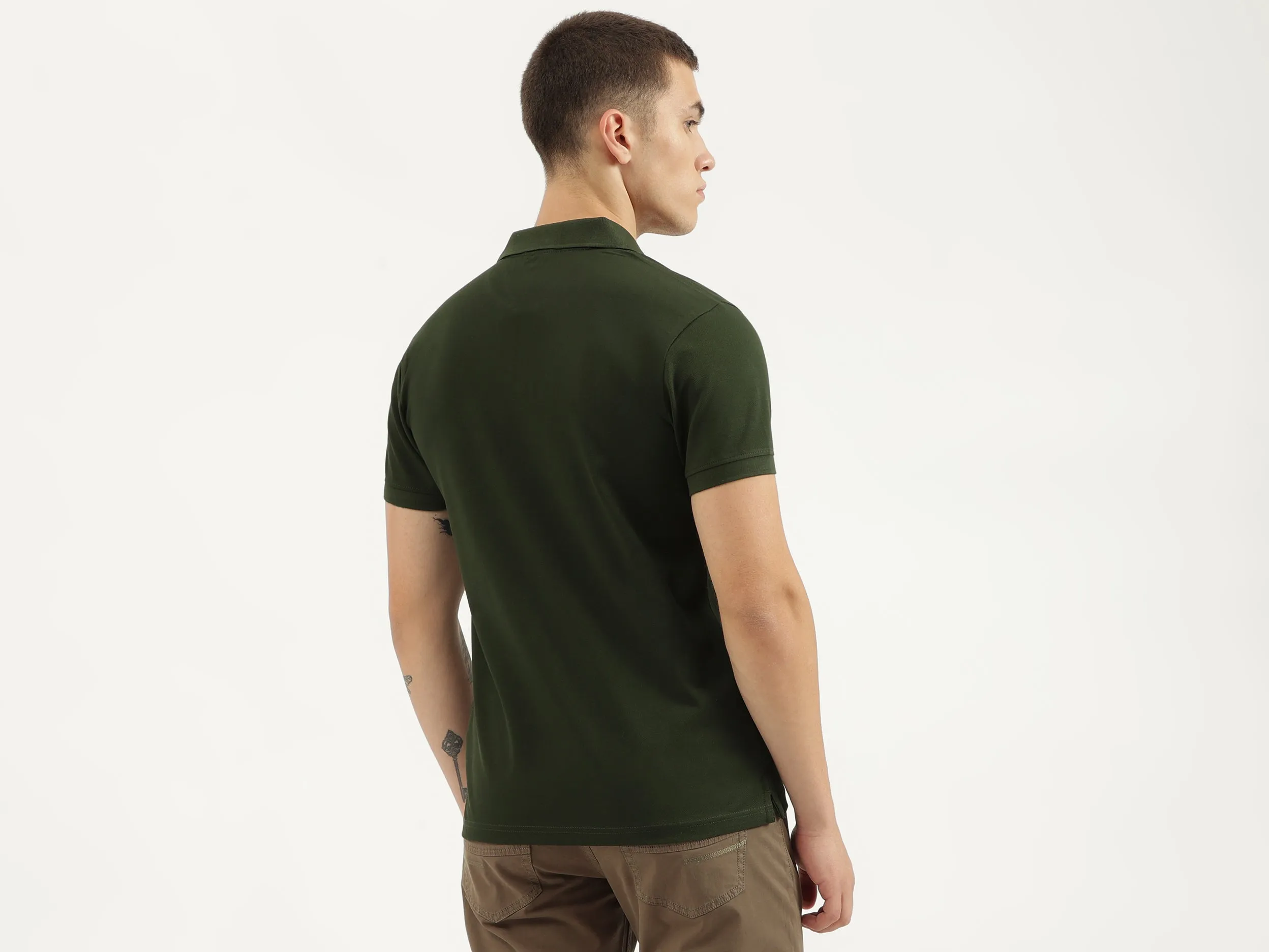 Regular Fit Polo Neck Solid T-shirts