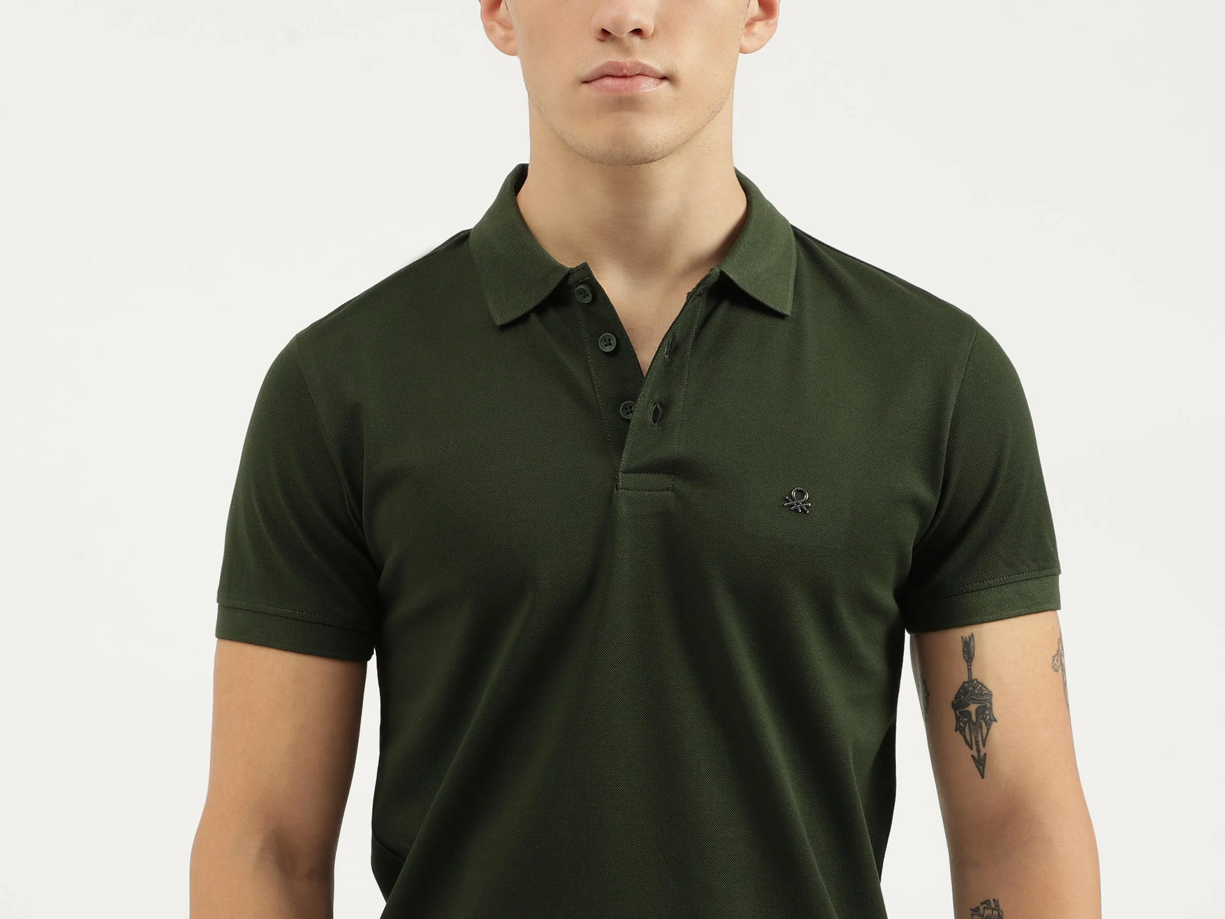 Regular Fit Polo Neck Solid T-shirts
