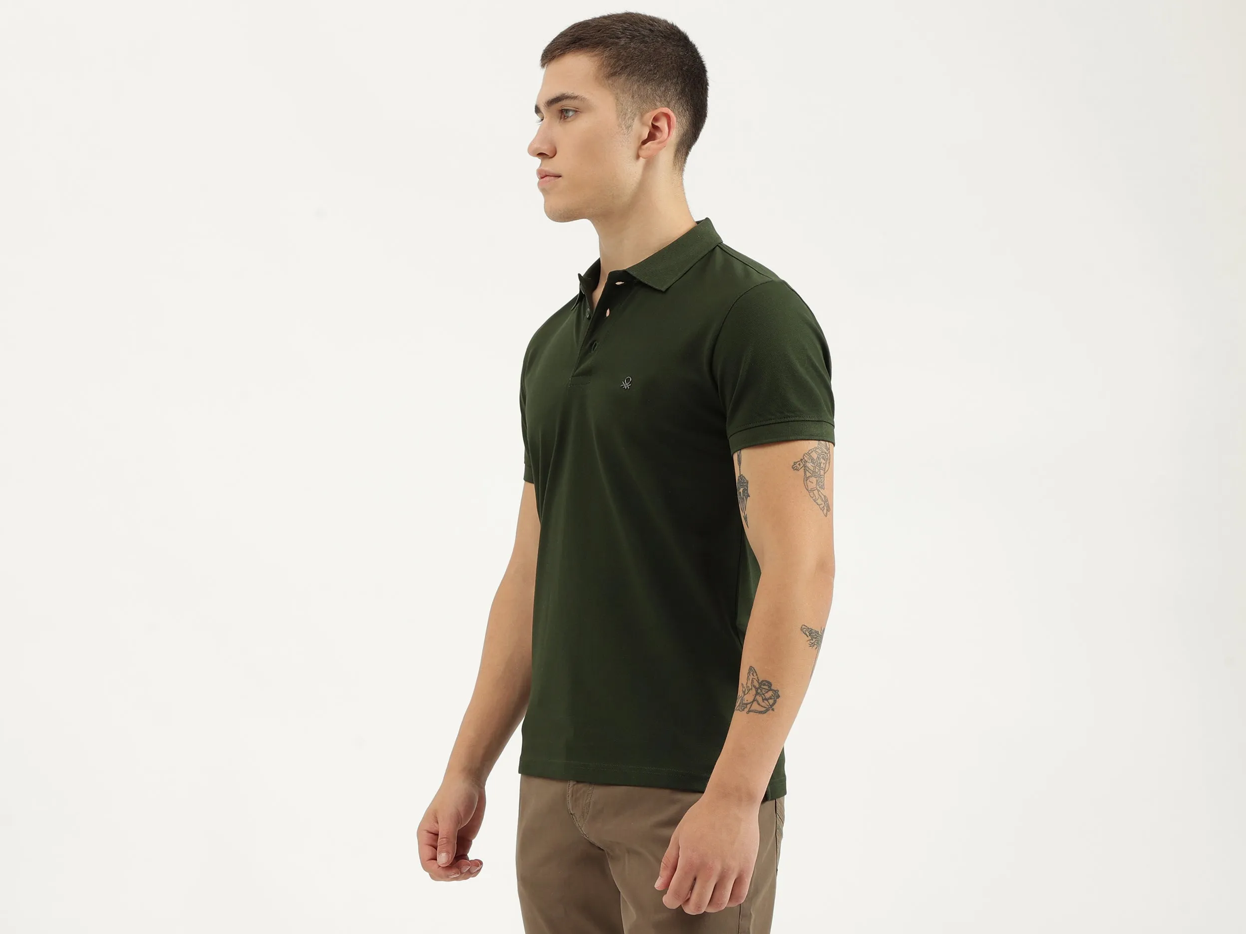 Regular Fit Polo Neck Solid T-shirts