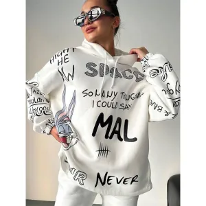 Retro letter bunny hoodie