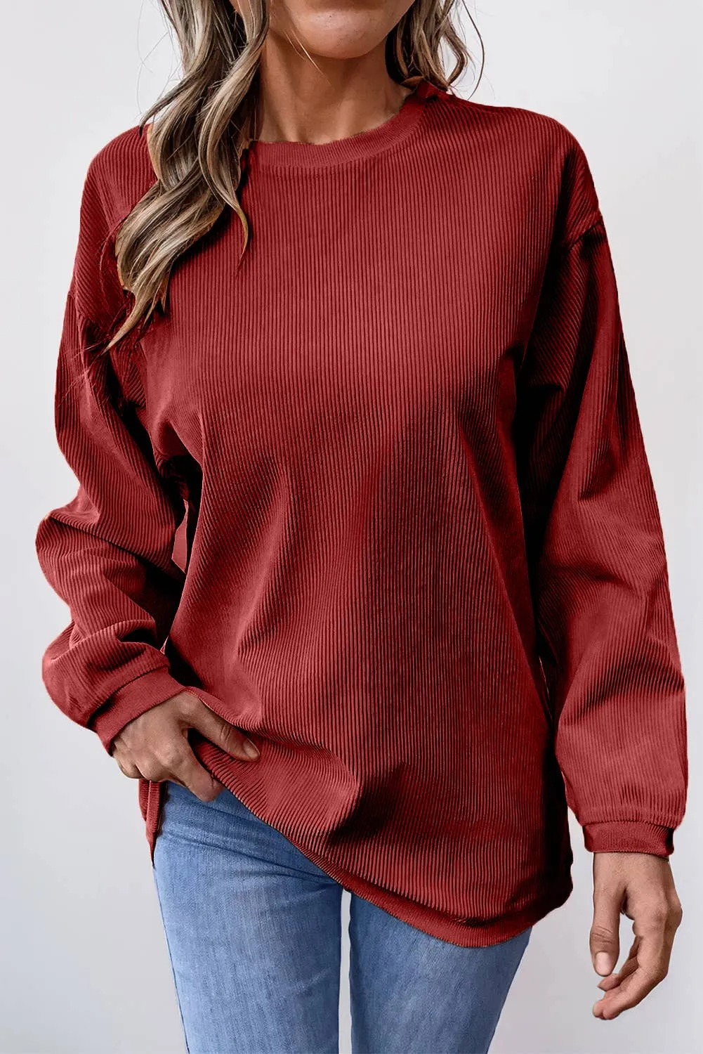 Ribbed Loose Fit Sweatshirt