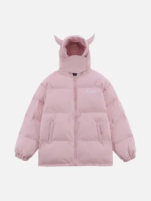 Rimiro - Solid Embroidered Hood Winter Coat