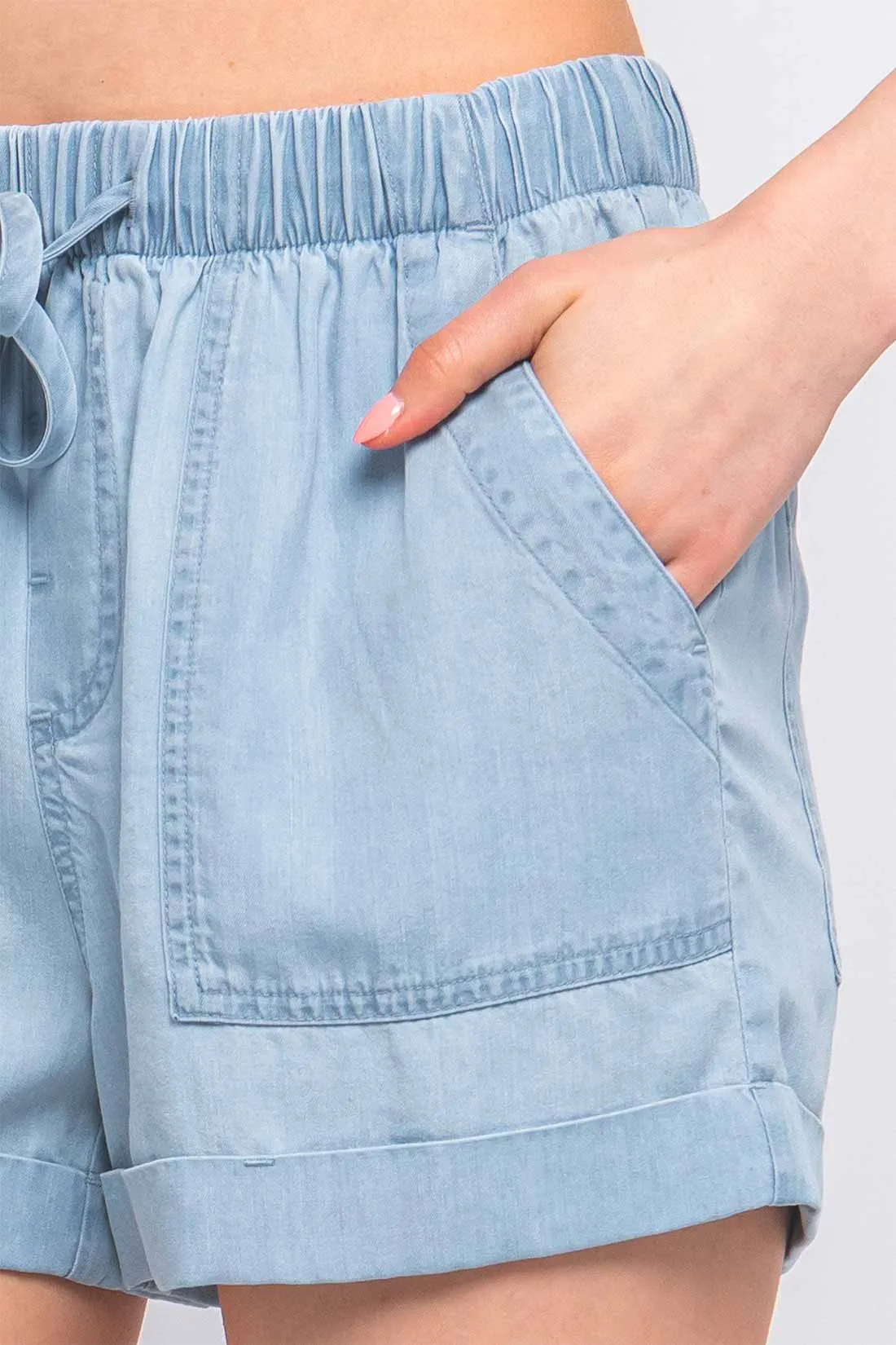 Rita Light Blue Tencel Shorts