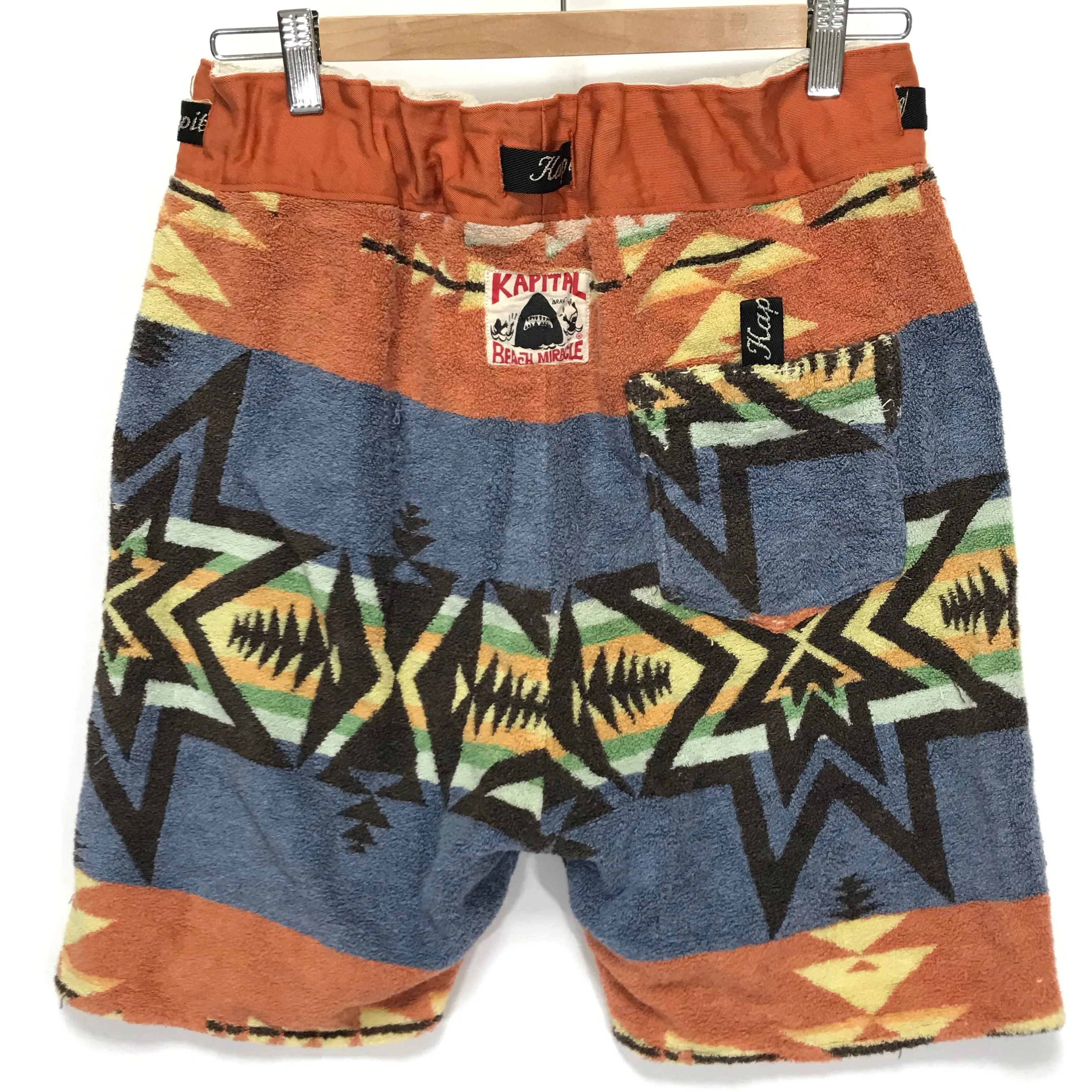 [S] Kapital Aztec Terry Cloth Belted Beach Shorts