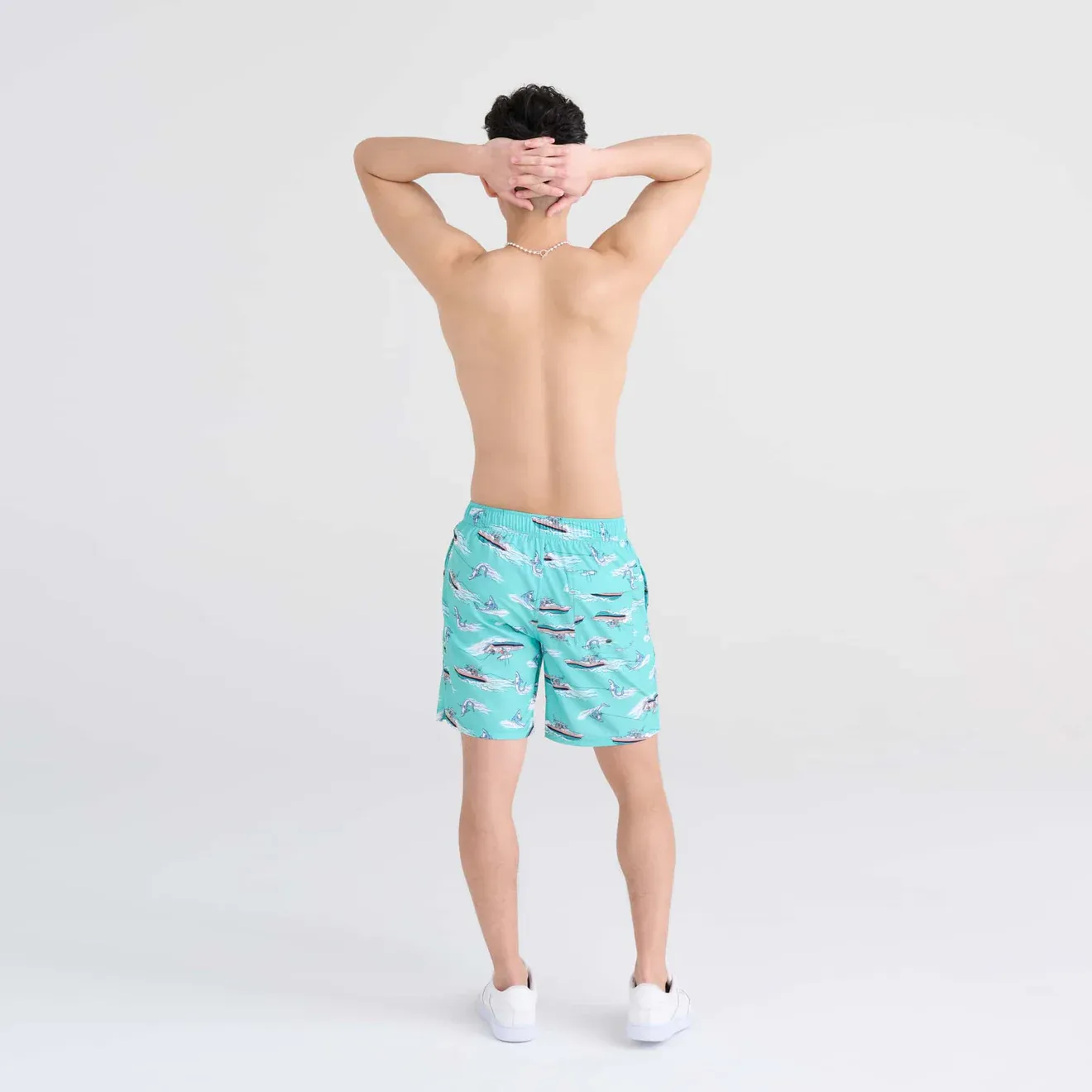 Saxx Mens Oh Buoy Stretch Volley 7" Swim Short - Sharkskin - Turquoise