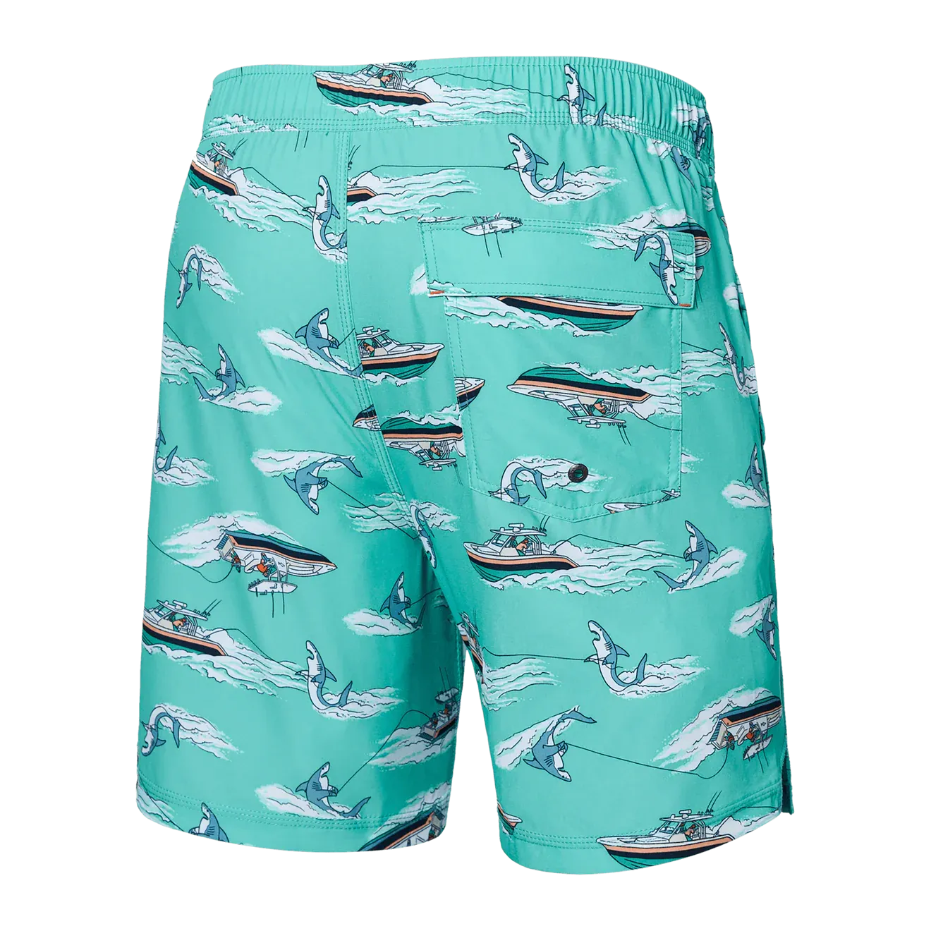 Saxx Mens Oh Buoy Stretch Volley 7" Swim Short - Sharkskin - Turquoise