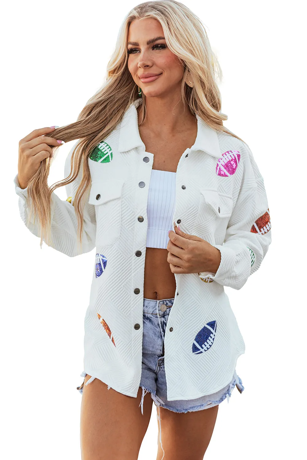 Sequin Game Day Shirt Jacket