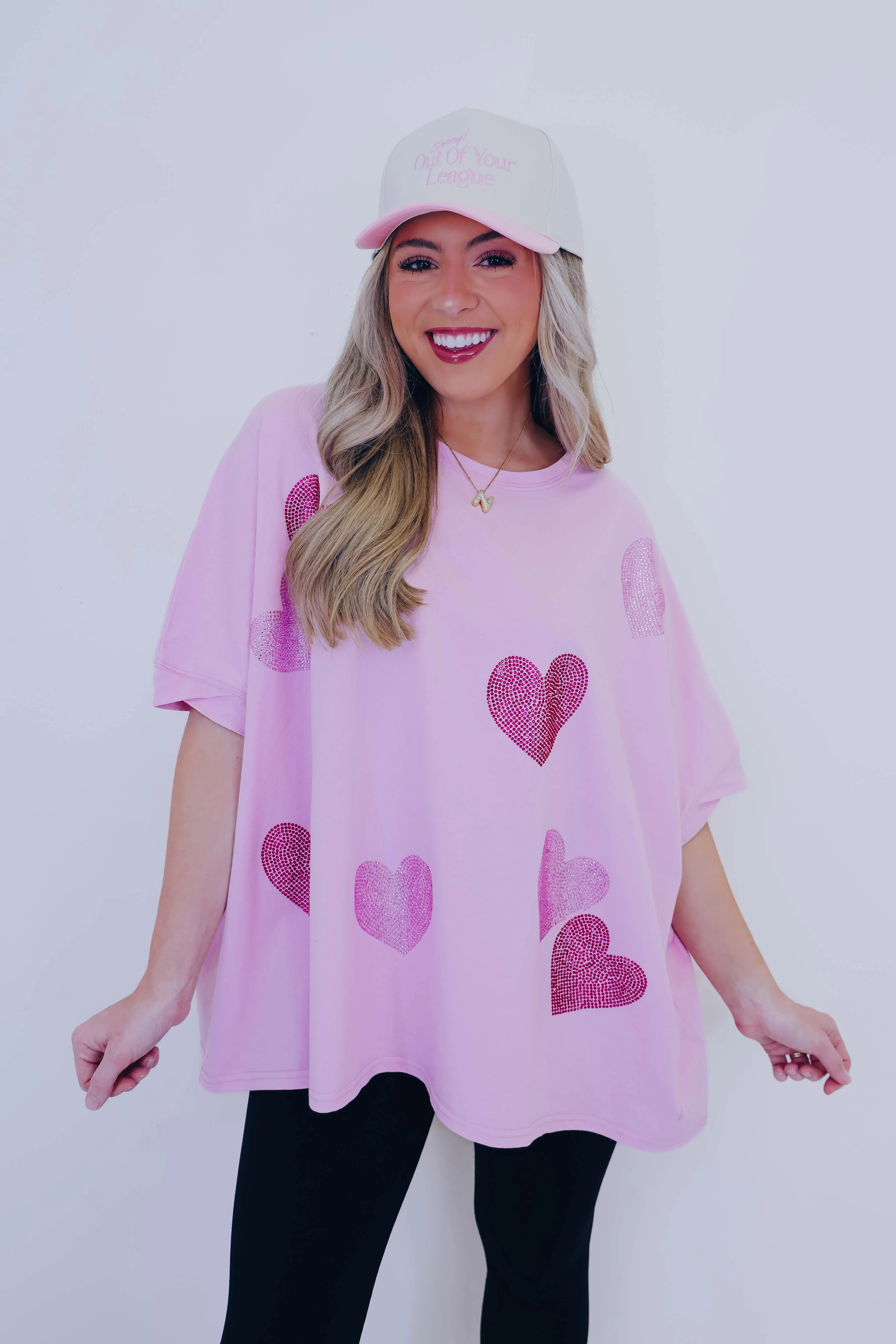 Shimmering Heart Patch Oversized  T-Shirt