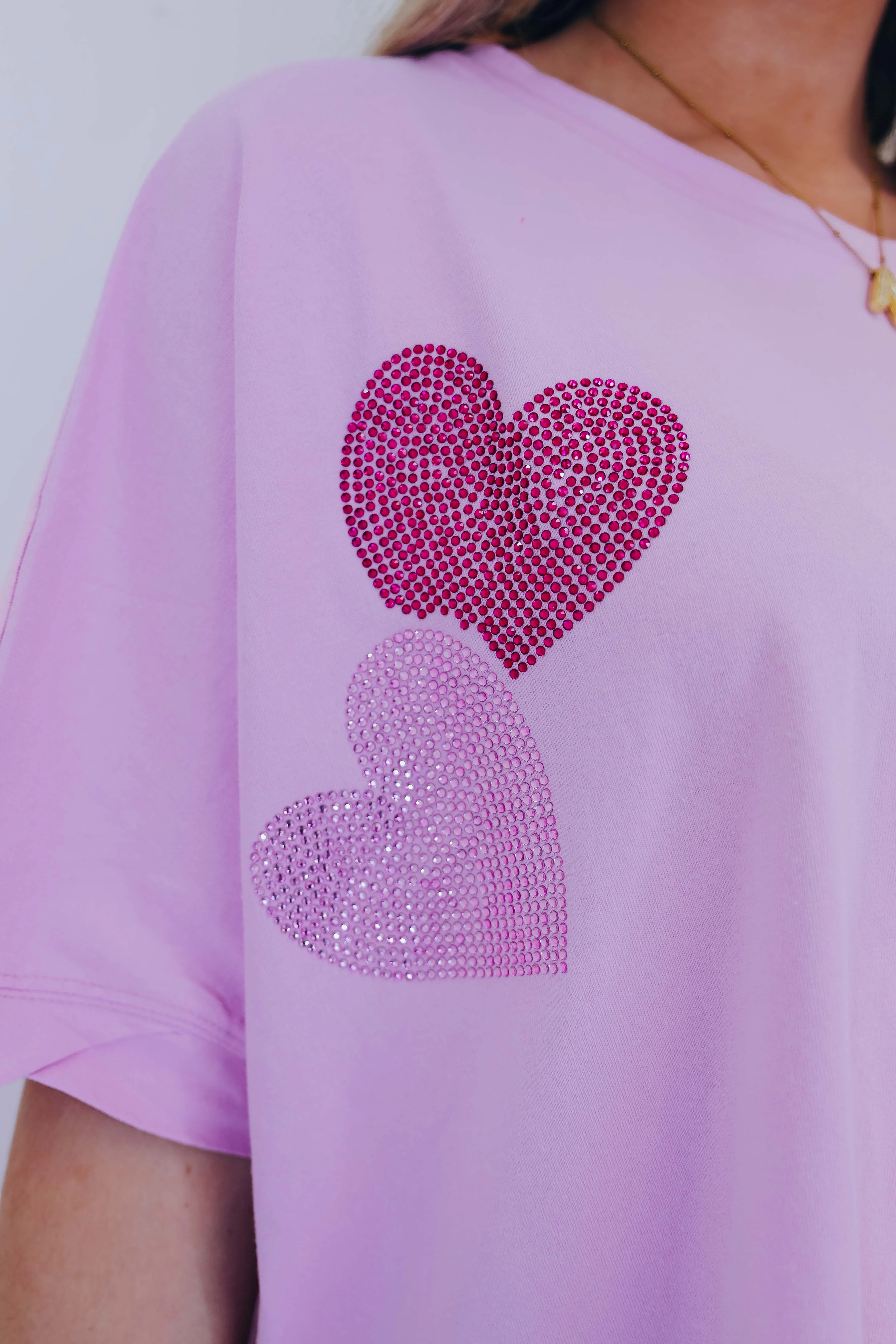 Shimmering Heart Patch Oversized  T-Shirt