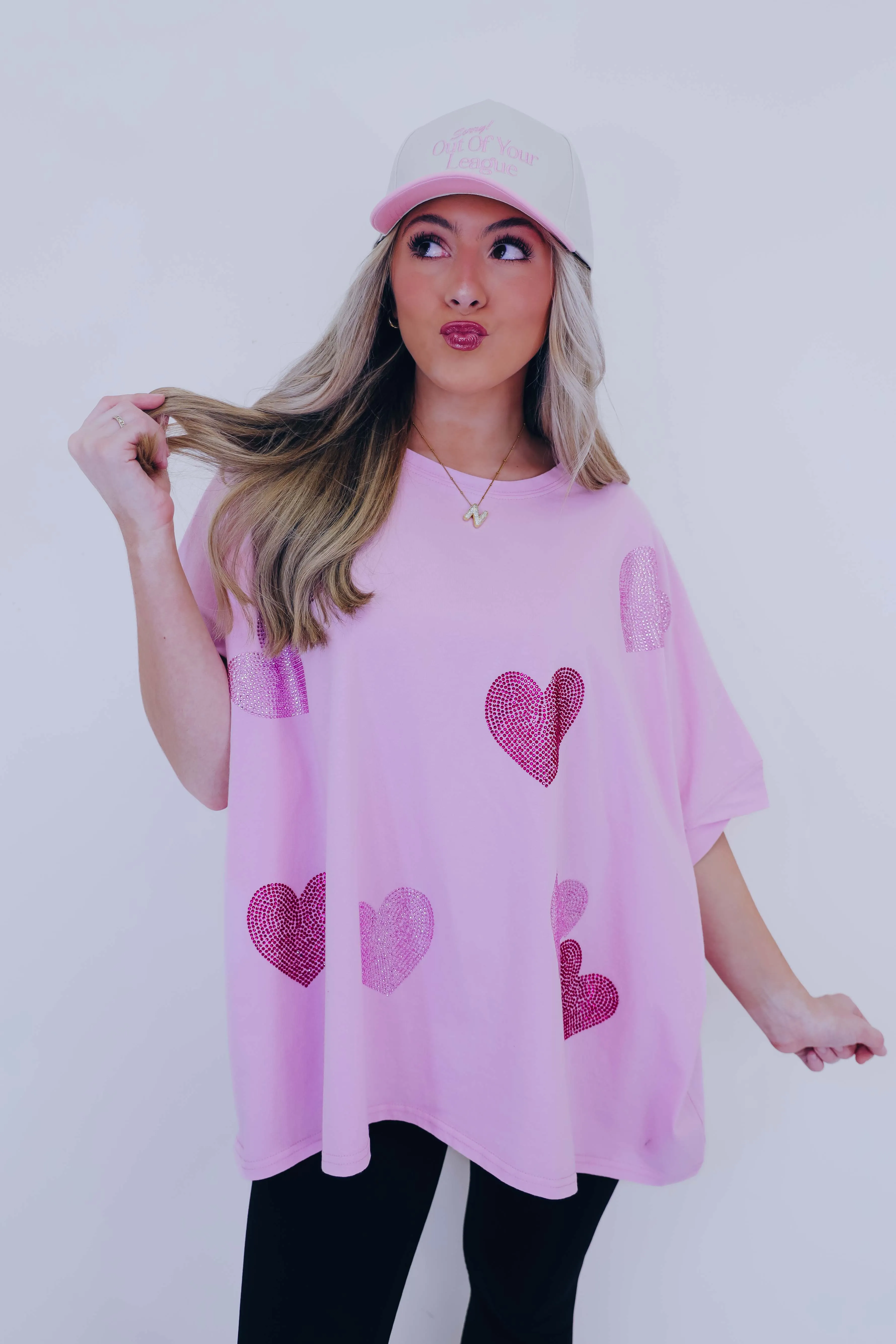 Shimmering Heart Patch Oversized  T-Shirt