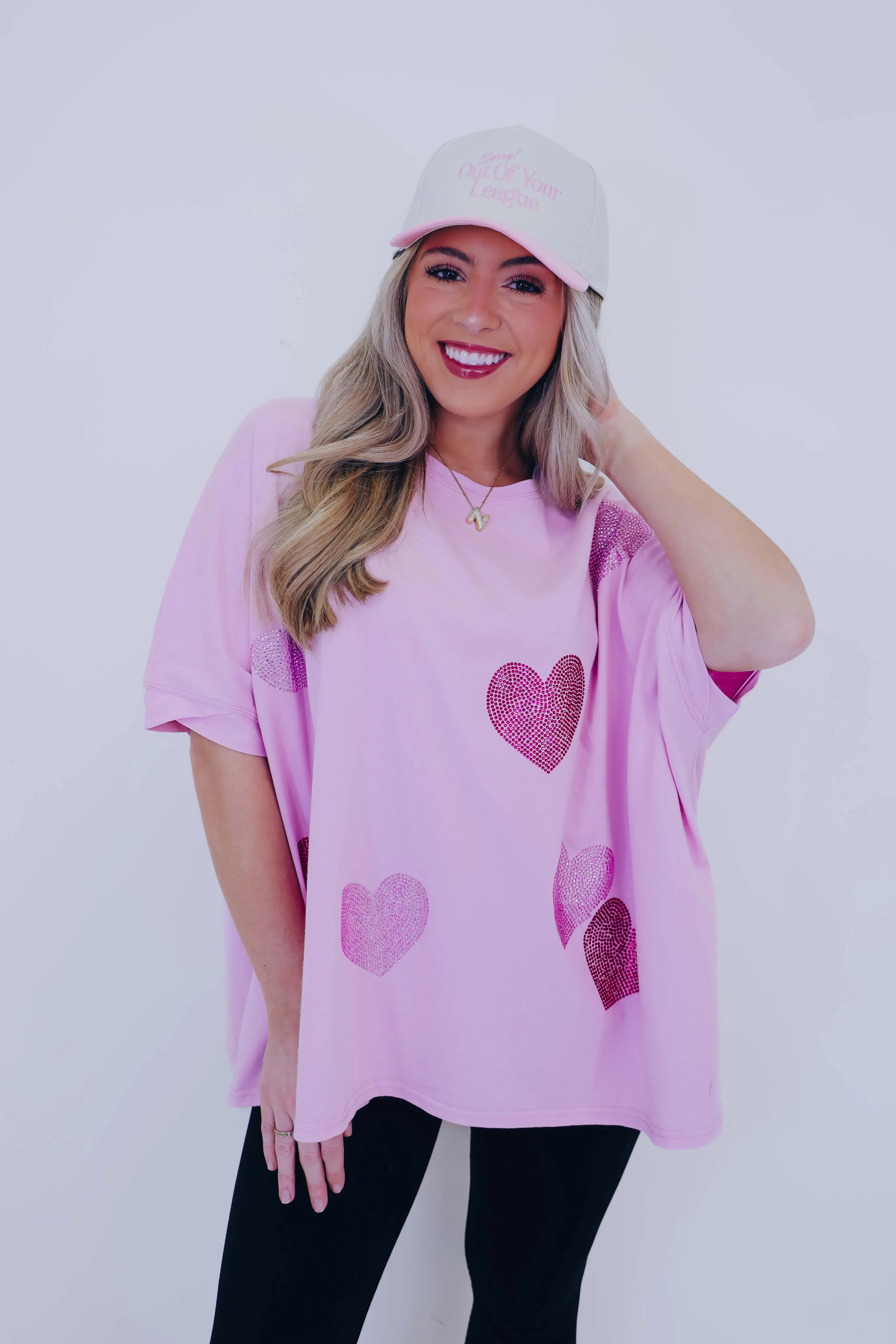 Shimmering Heart Patch Oversized  T-Shirt
