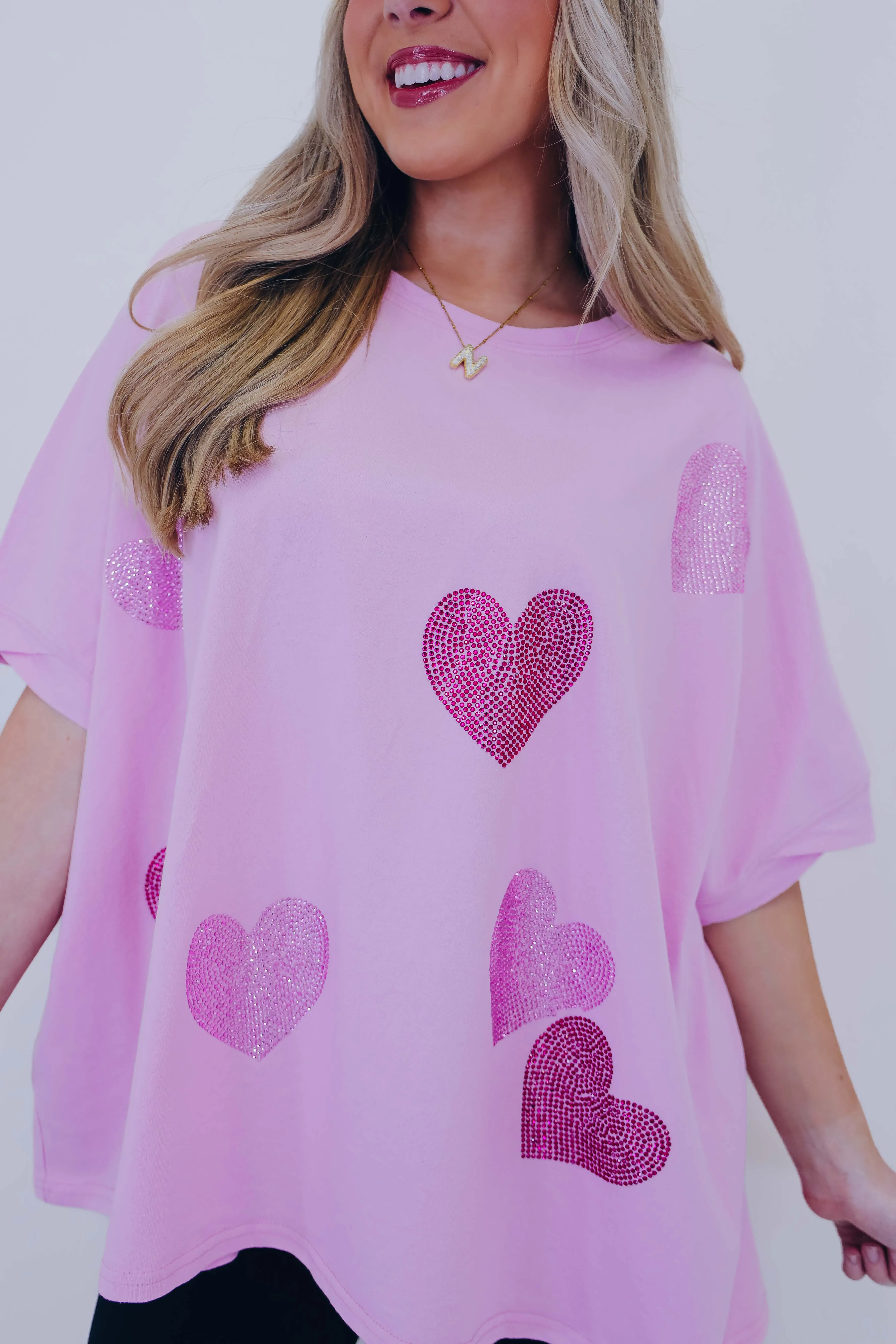 Shimmering Heart Patch Oversized  T-Shirt