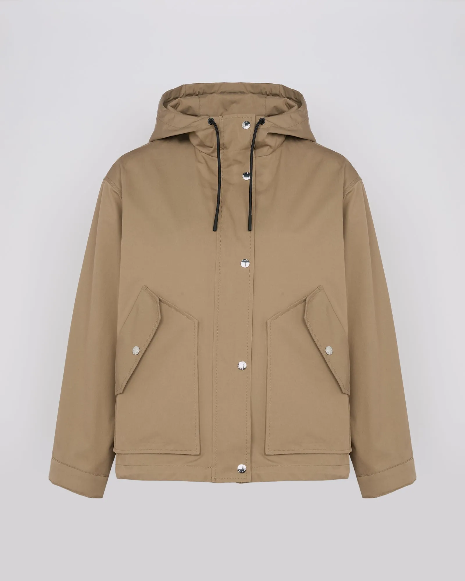 Short parka in technical cotton-mix fabric