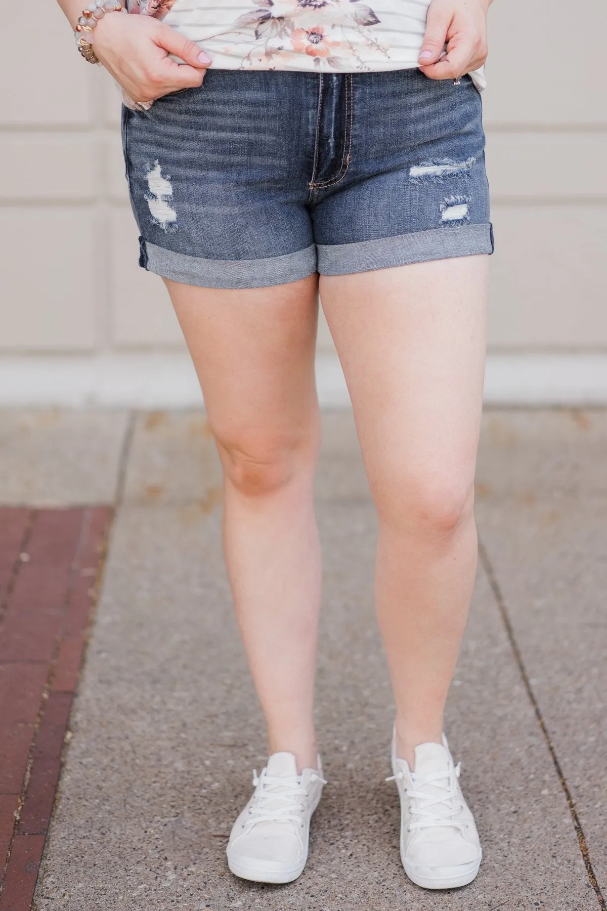 Sneak Peek Shorts- Lily Medium Light Wash