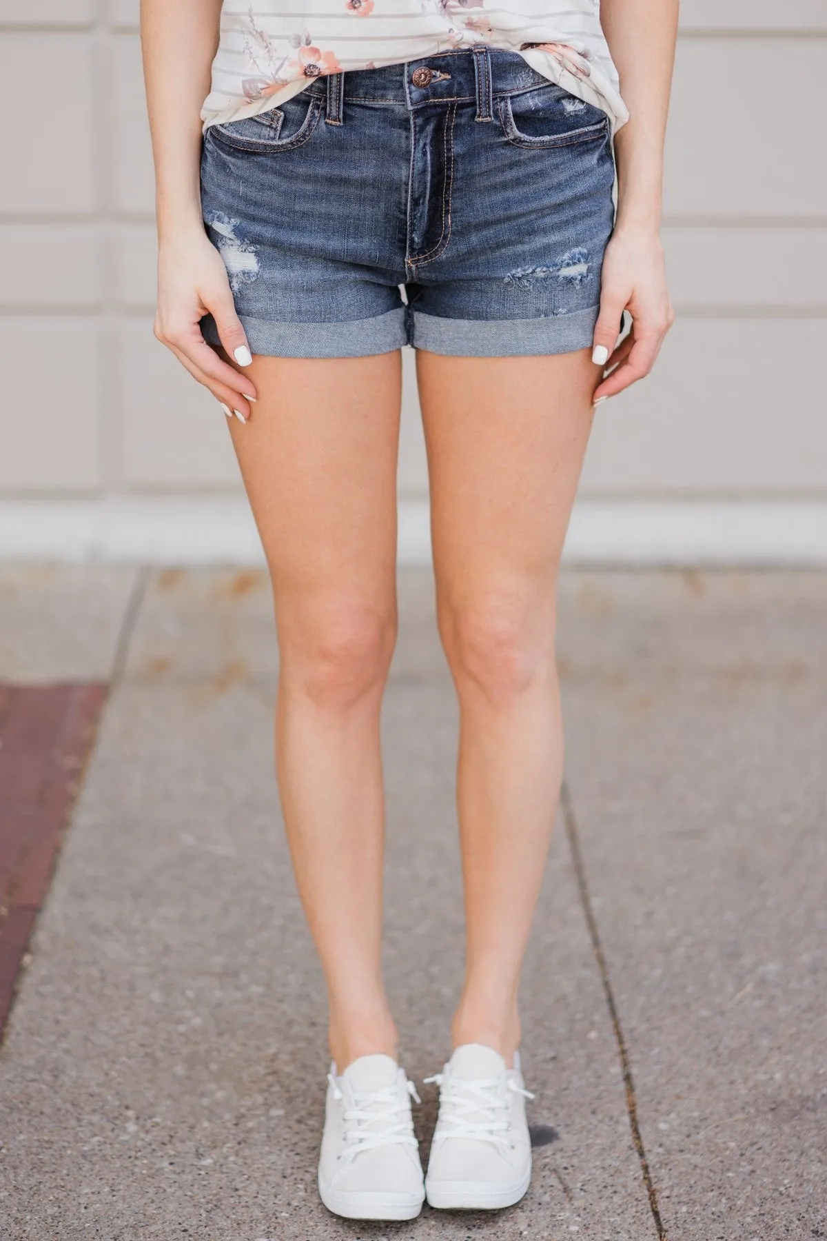 Sneak Peek Shorts- Lily Medium Light Wash