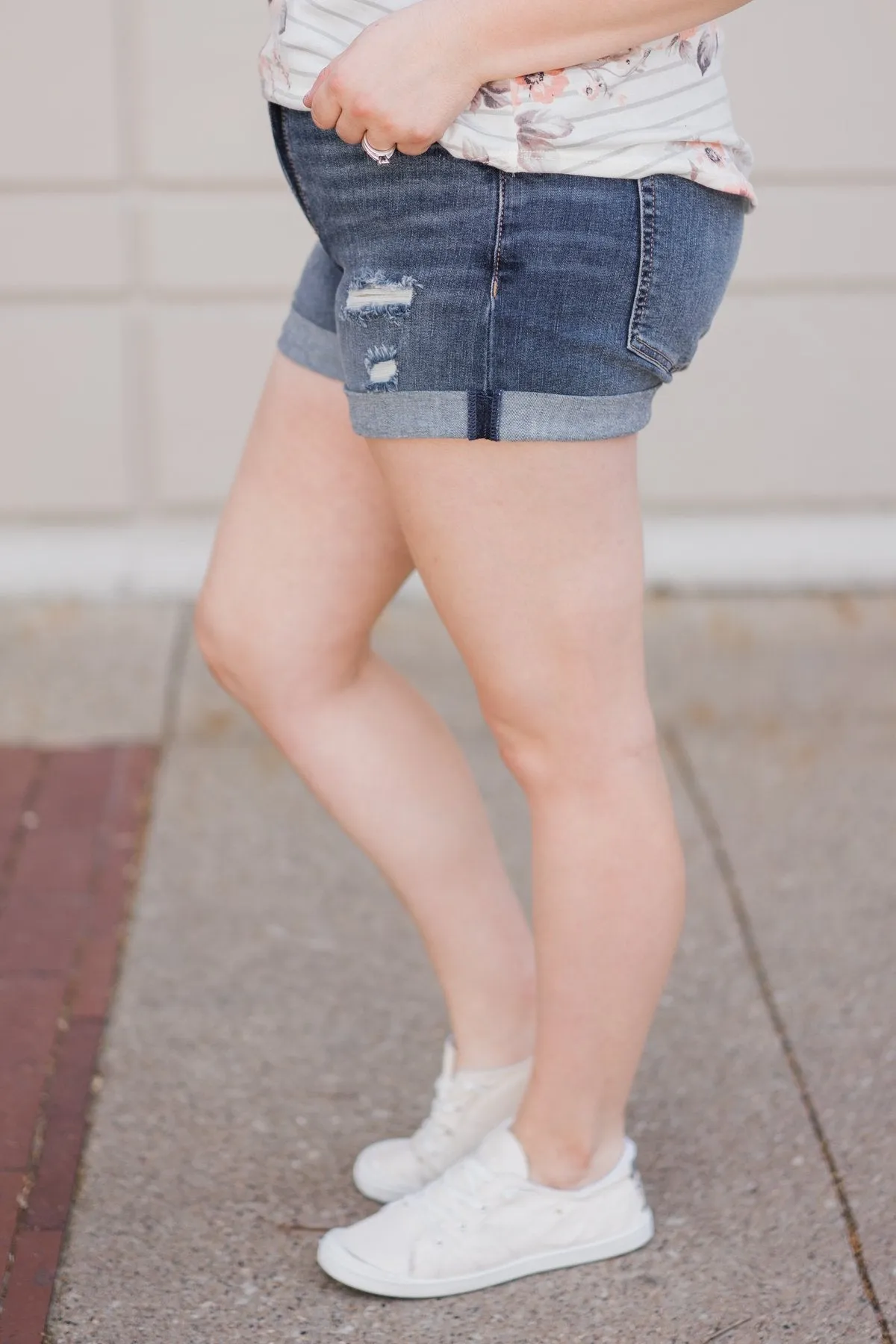 Sneak Peek Shorts- Lily Medium Light Wash