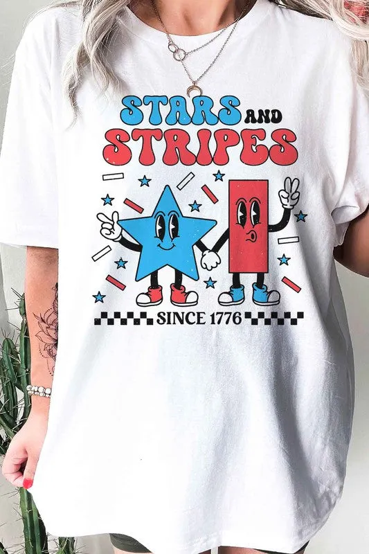 STARS AND STRIPES USA GRAPHIC PLUS SIZE TEE