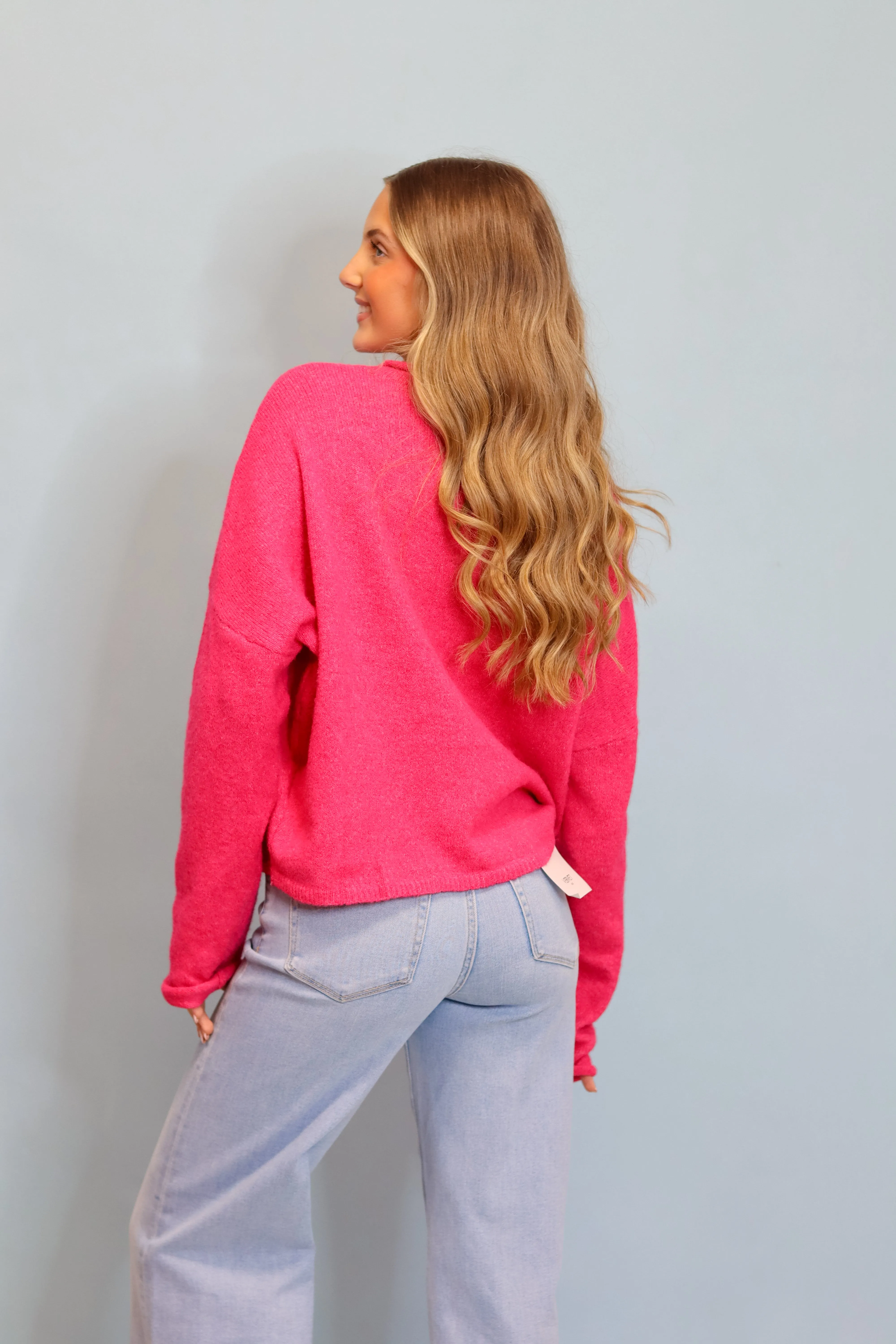 Stay Easy Cardigan - Fuchsia