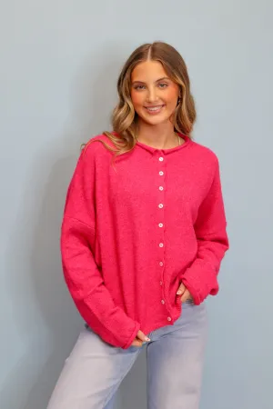 Stay Easy Cardigan - Fuchsia