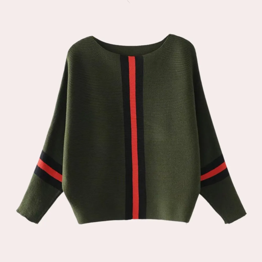 Stylish Karine Women's Sweater: Minimalist Striped Design
