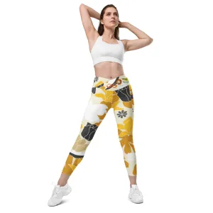 Tan Flowers Crossover Leggings