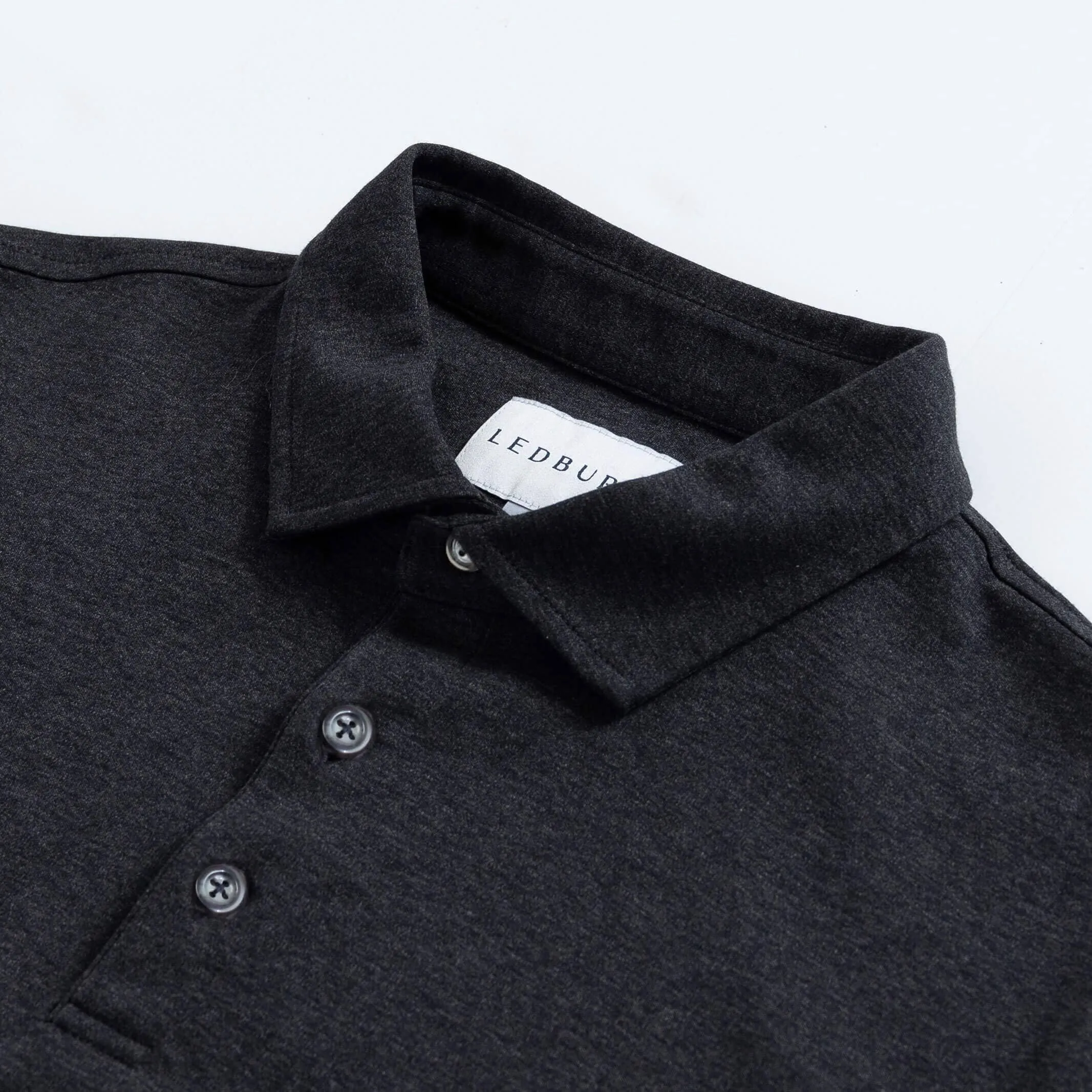 The Charcoal Heather Arlon Knit Long Sleeve Custom Polo