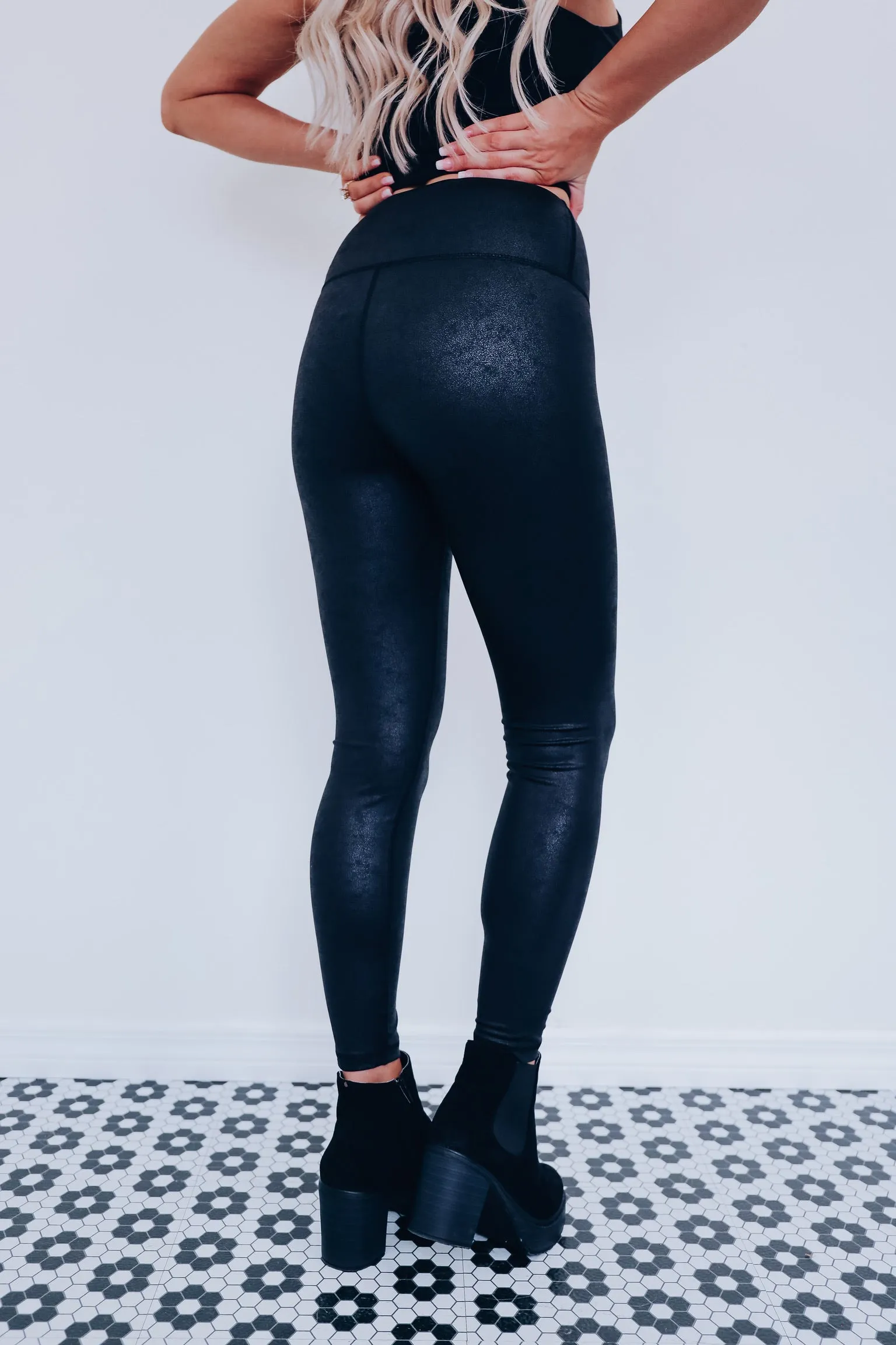 Titus Tummy Control PU Leggings - Black