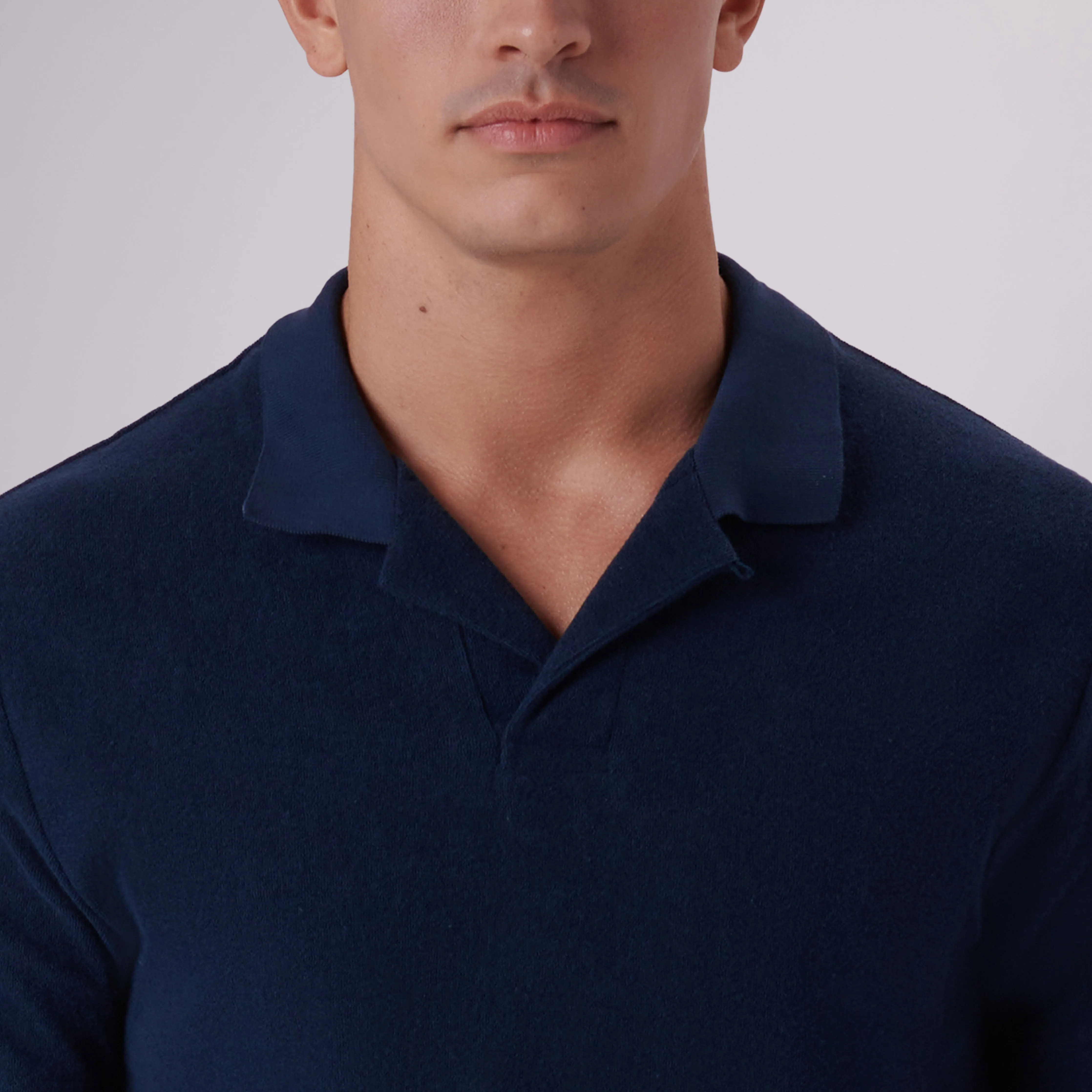 Towelling French Terry Johnny Collar Polo
