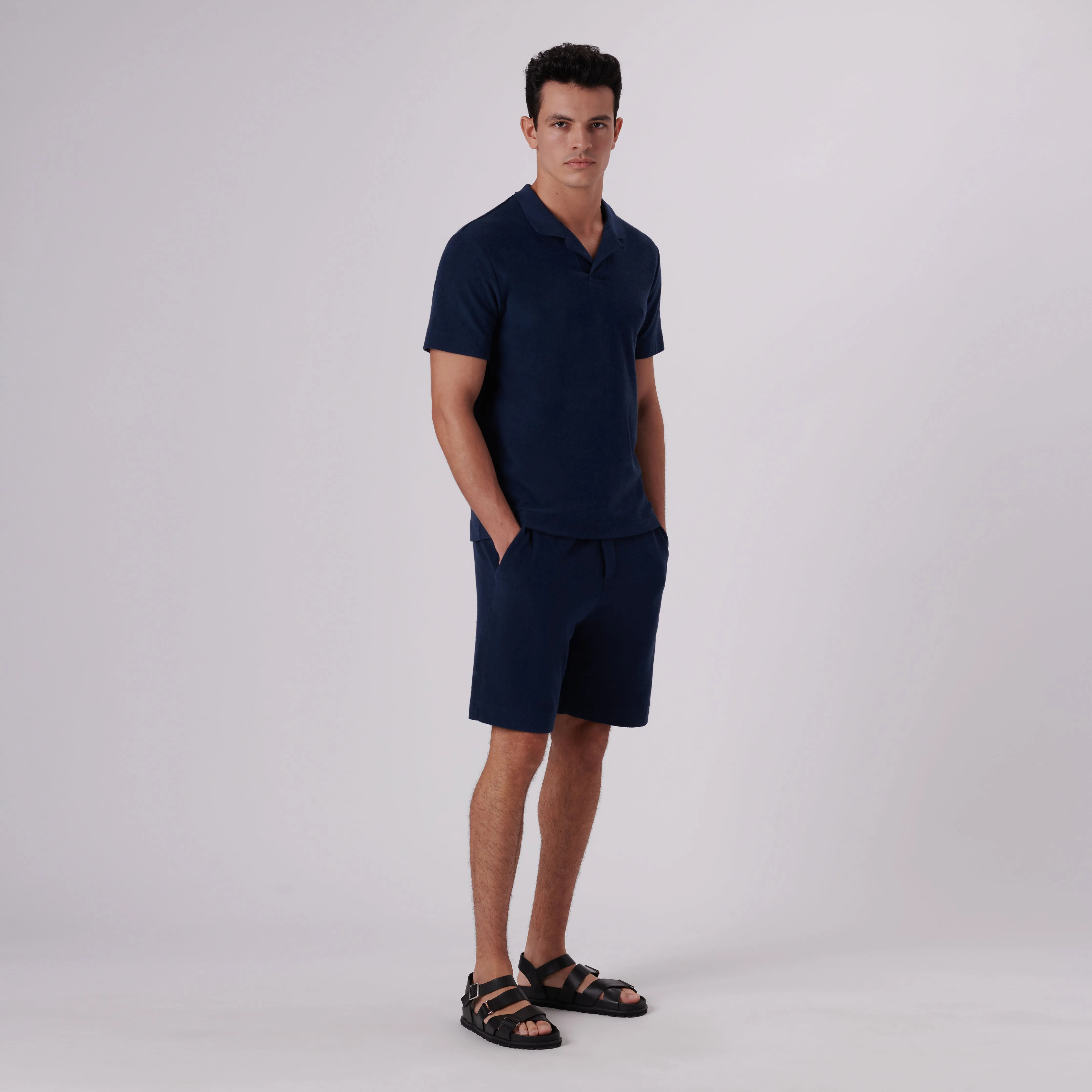 Towelling French Terry Johnny Collar Polo