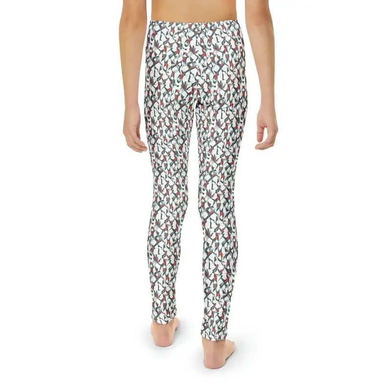 Trendy White Abstract Youth Leggings for Kids