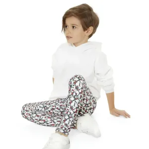 Trendy White Abstract Youth Leggings for Kids