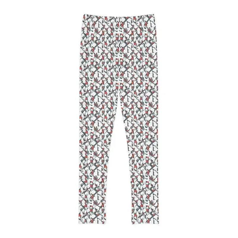 Trendy White Abstract Youth Leggings for Kids