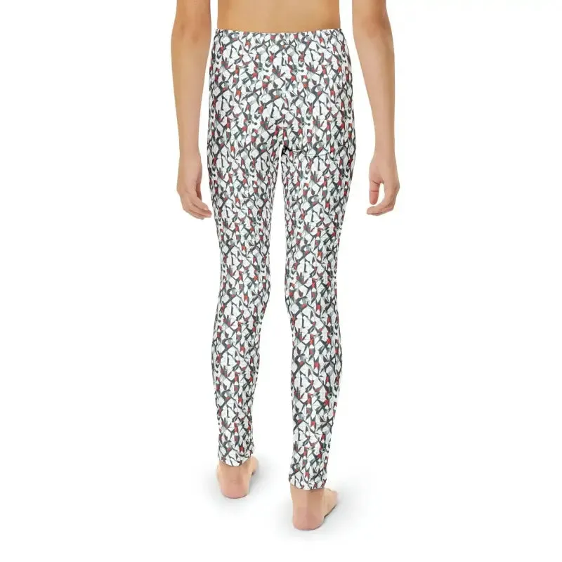 Trendy White Abstract Youth Leggings for Kids