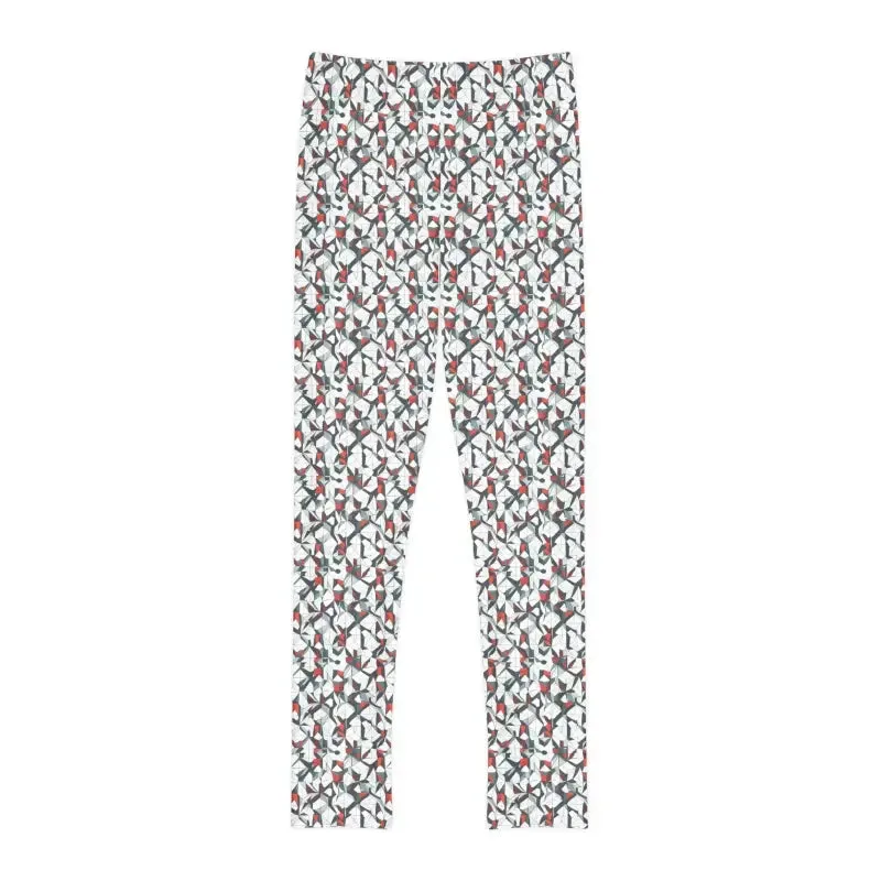Trendy White Abstract Youth Leggings for Kids