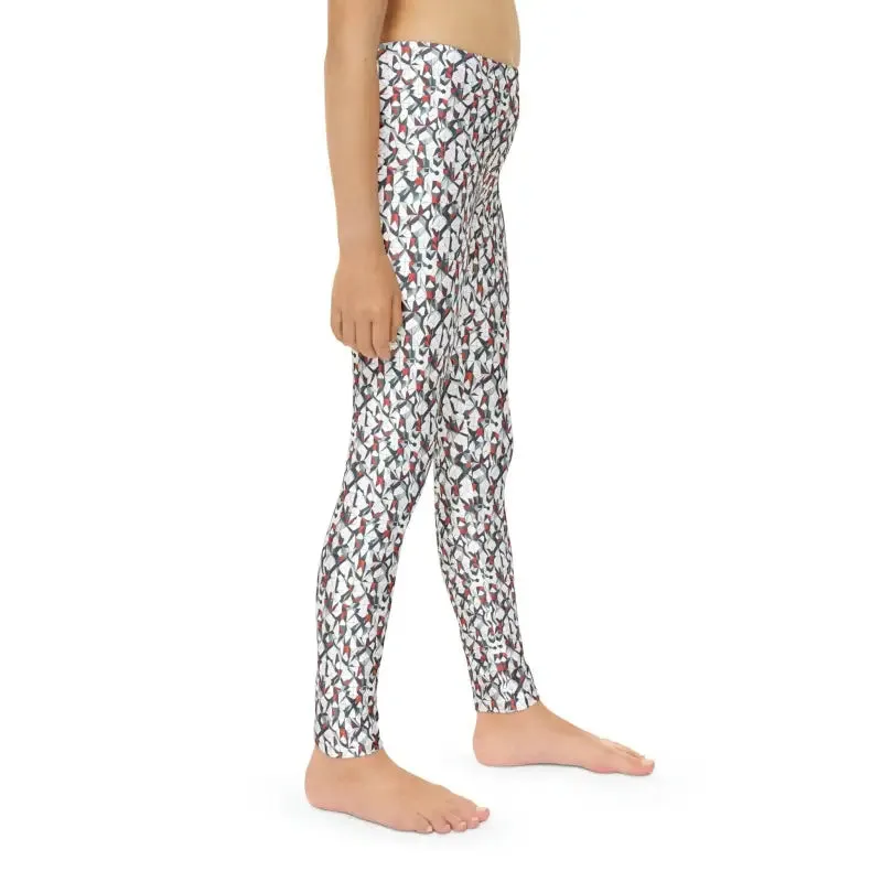 Trendy White Abstract Youth Leggings for Kids