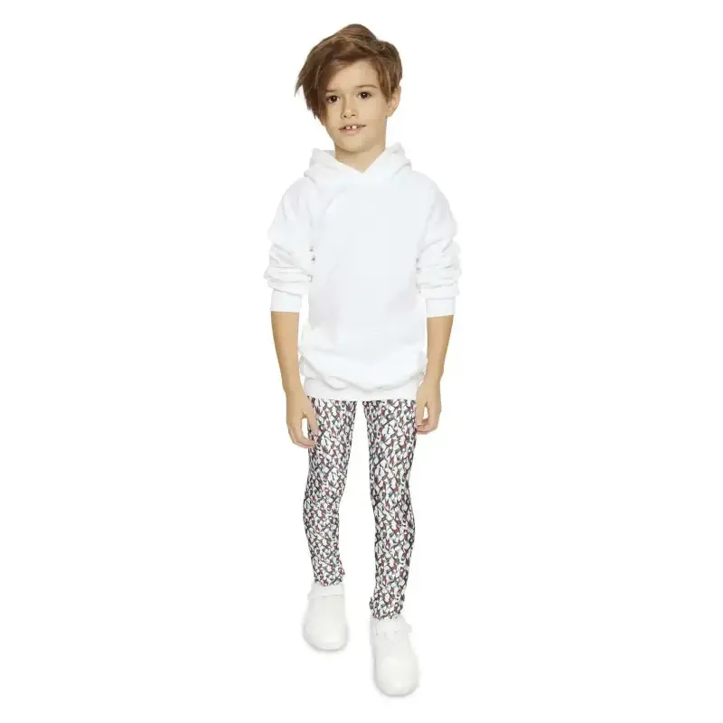 Trendy White Abstract Youth Leggings for Kids