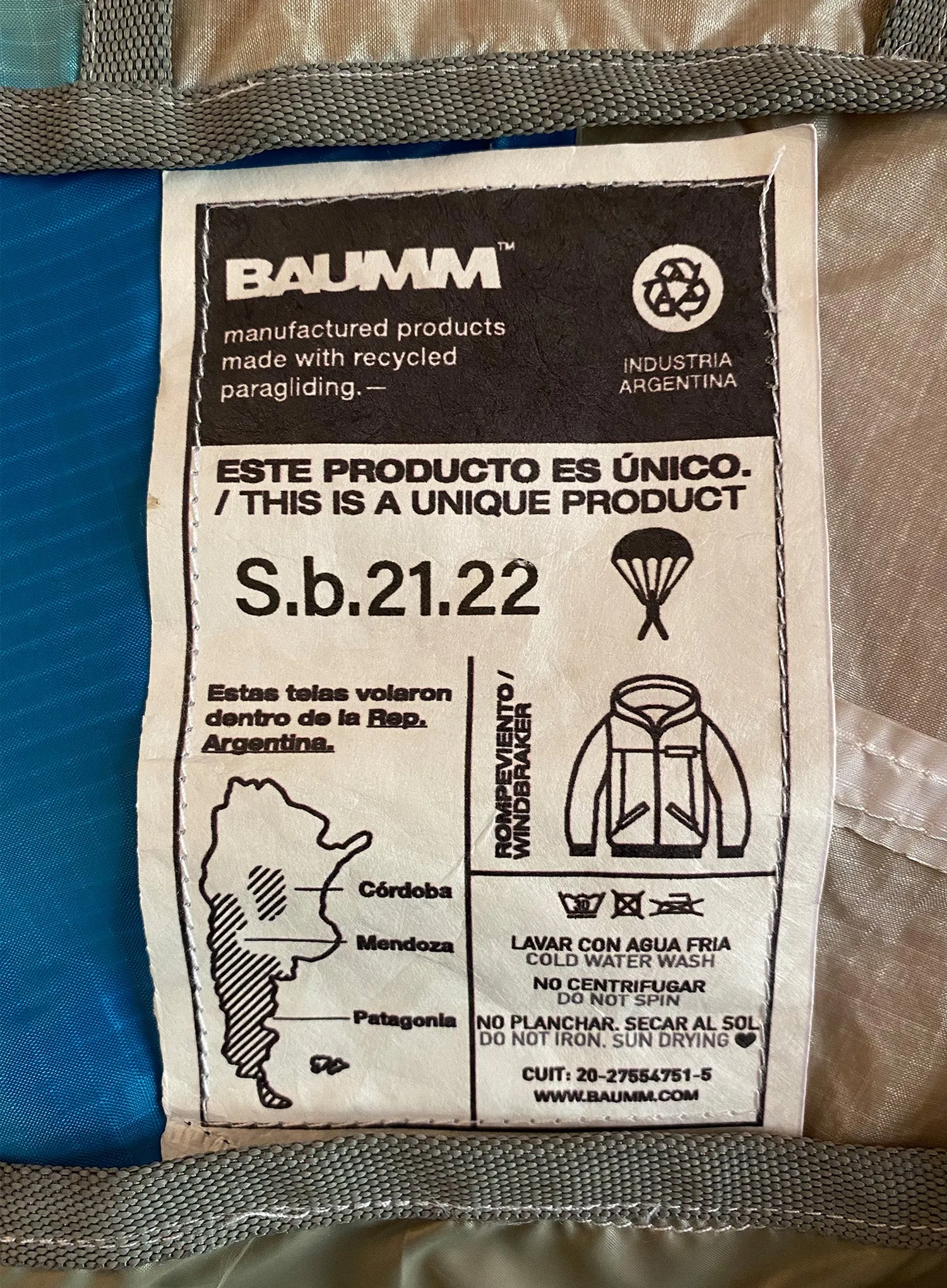 Upcycled Parachute Jacket (Small - S.b.21.22)