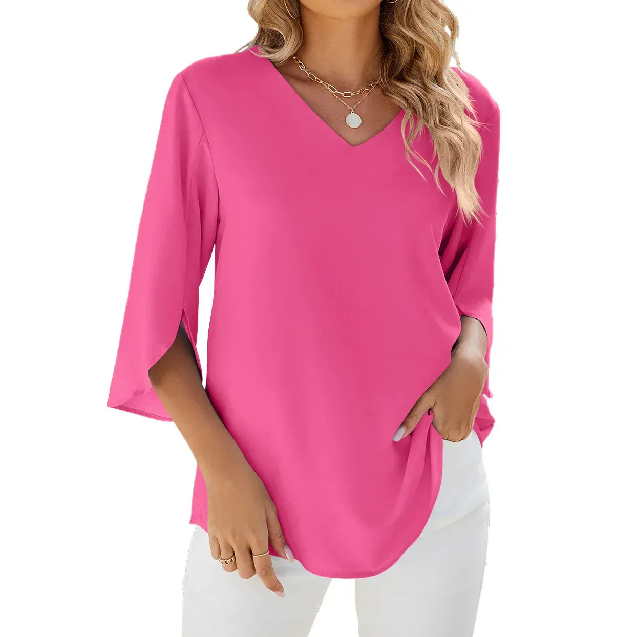 V-Neck Blouse | Split Sleeves | Lightweight and Flowy