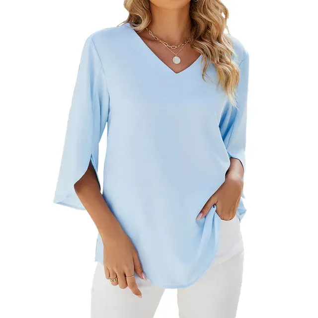 V-Neck Blouse | Split Sleeves | Lightweight and Flowy