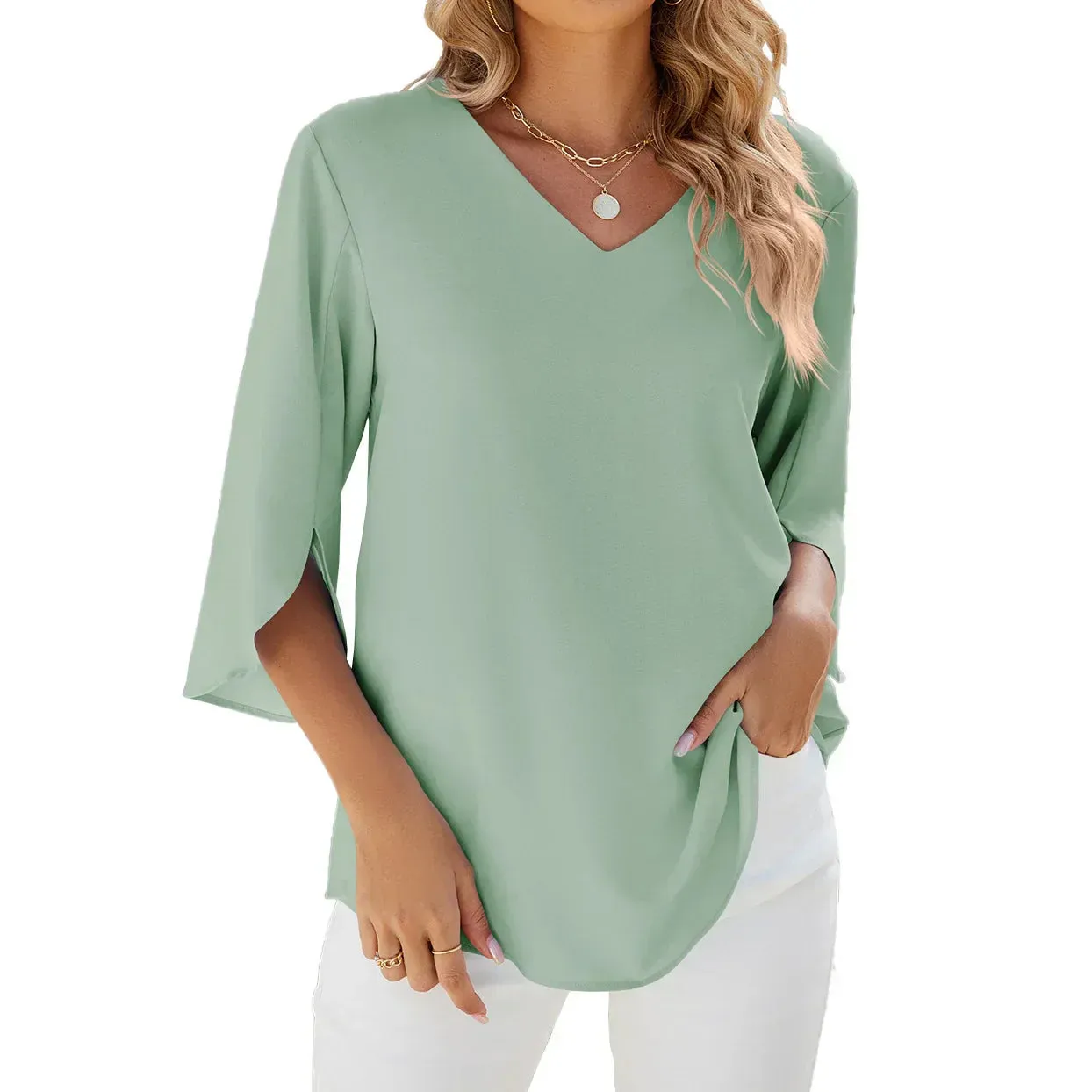 V-Neck Blouse | Split Sleeves | Lightweight and Flowy