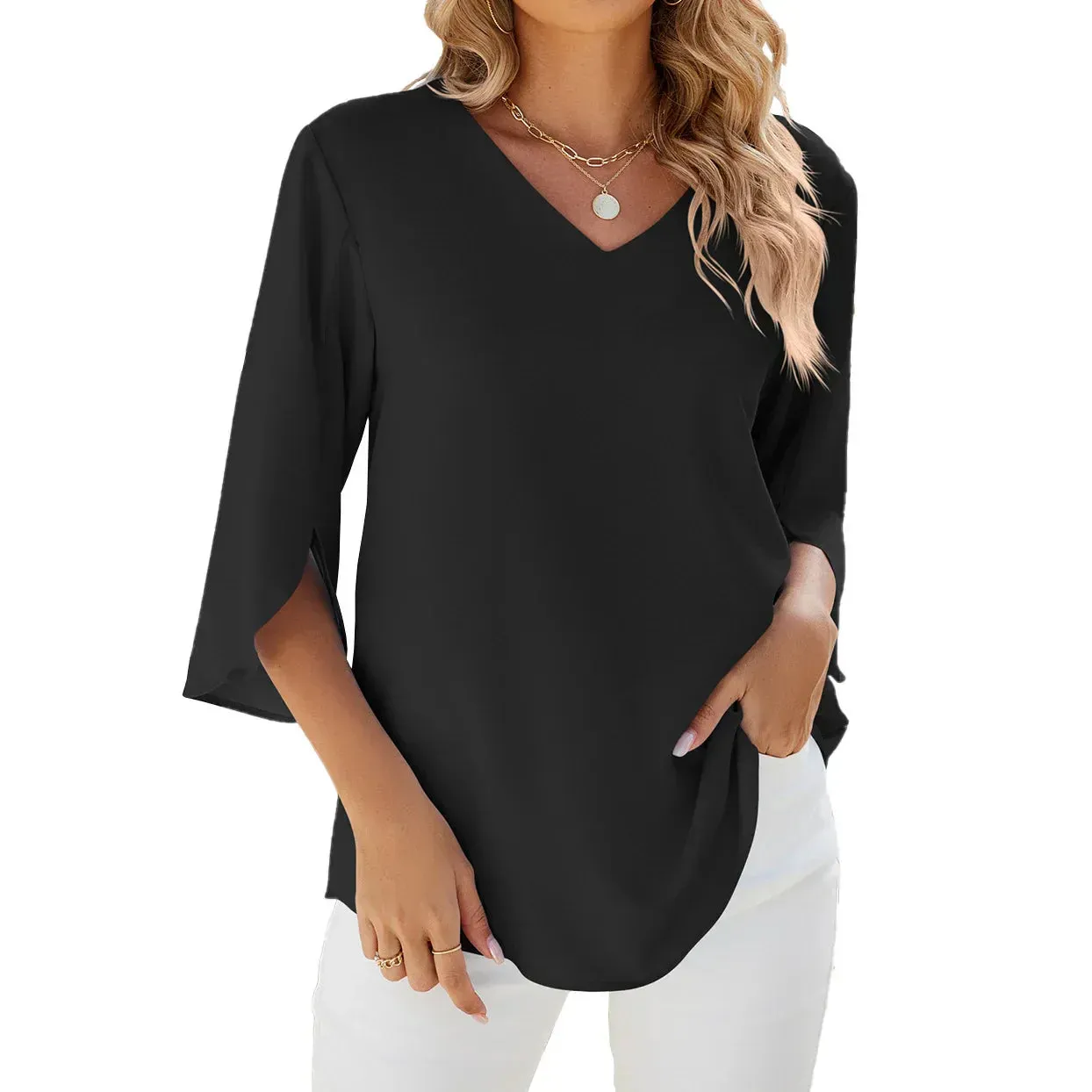 V-Neck Blouse | Split Sleeves | Lightweight and Flowy