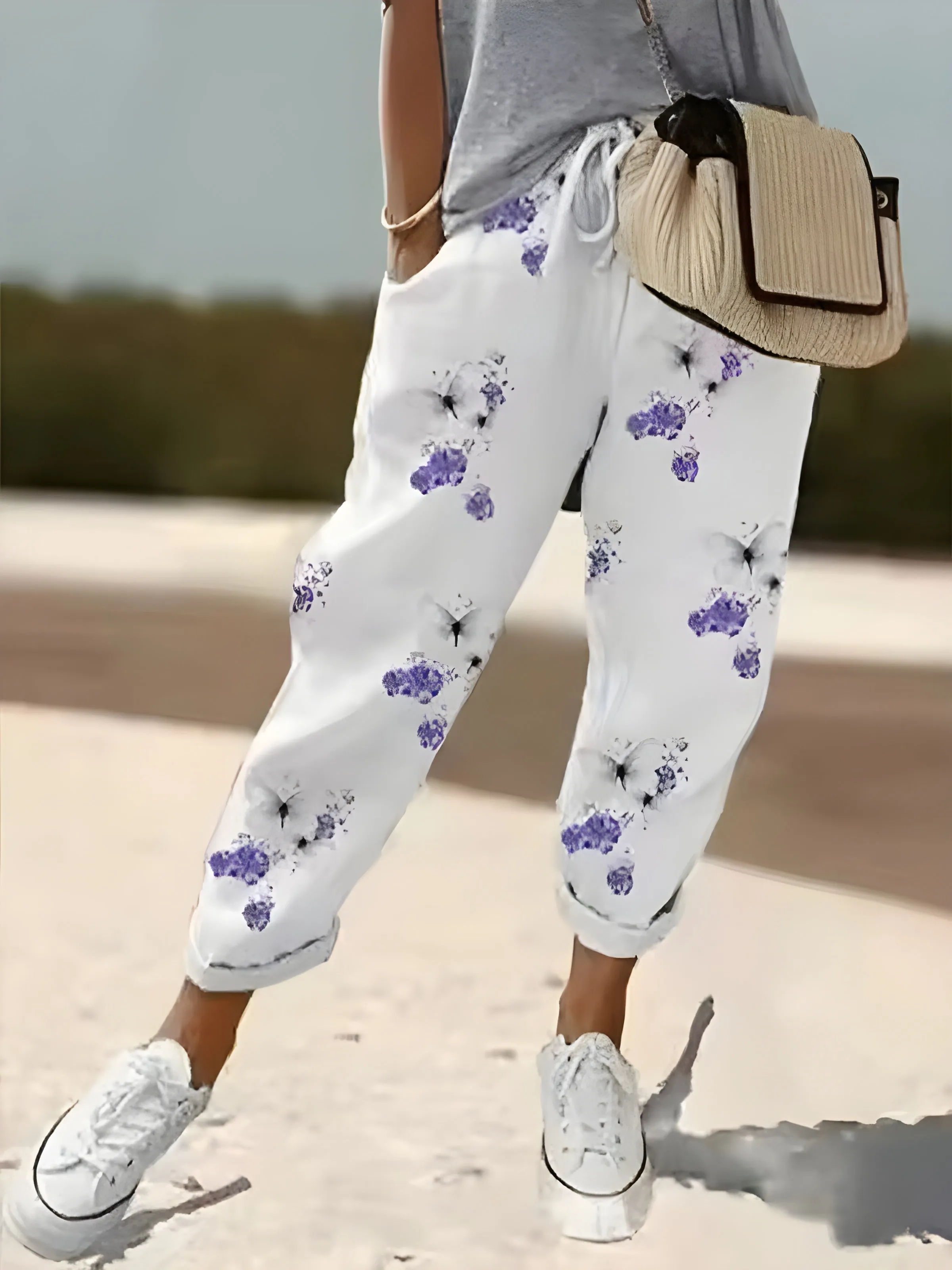 Vera | Chic breathable trouser with pattern white