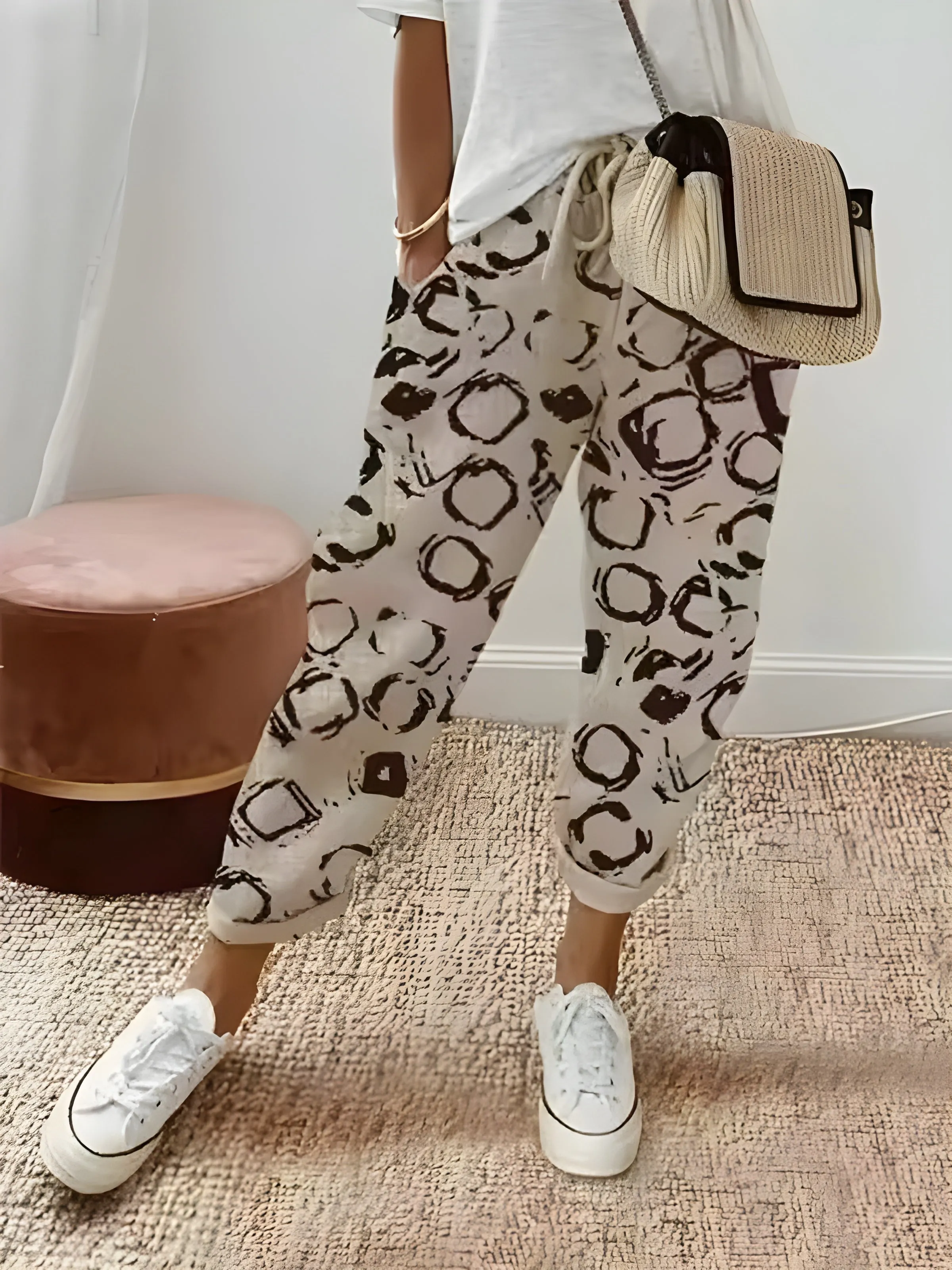 Vera | Chic breathable trouser with pattern white