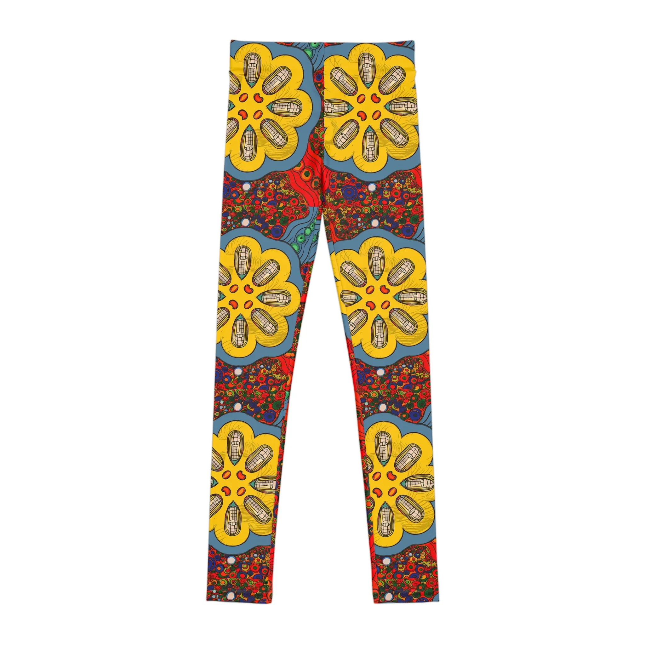 Vibrant Floral Youth Leggings | Colorful Pattern for Active Kids
