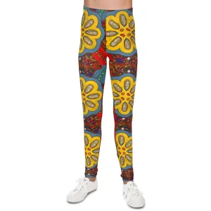 Vibrant Floral Youth Leggings | Colorful Pattern for Active Kids