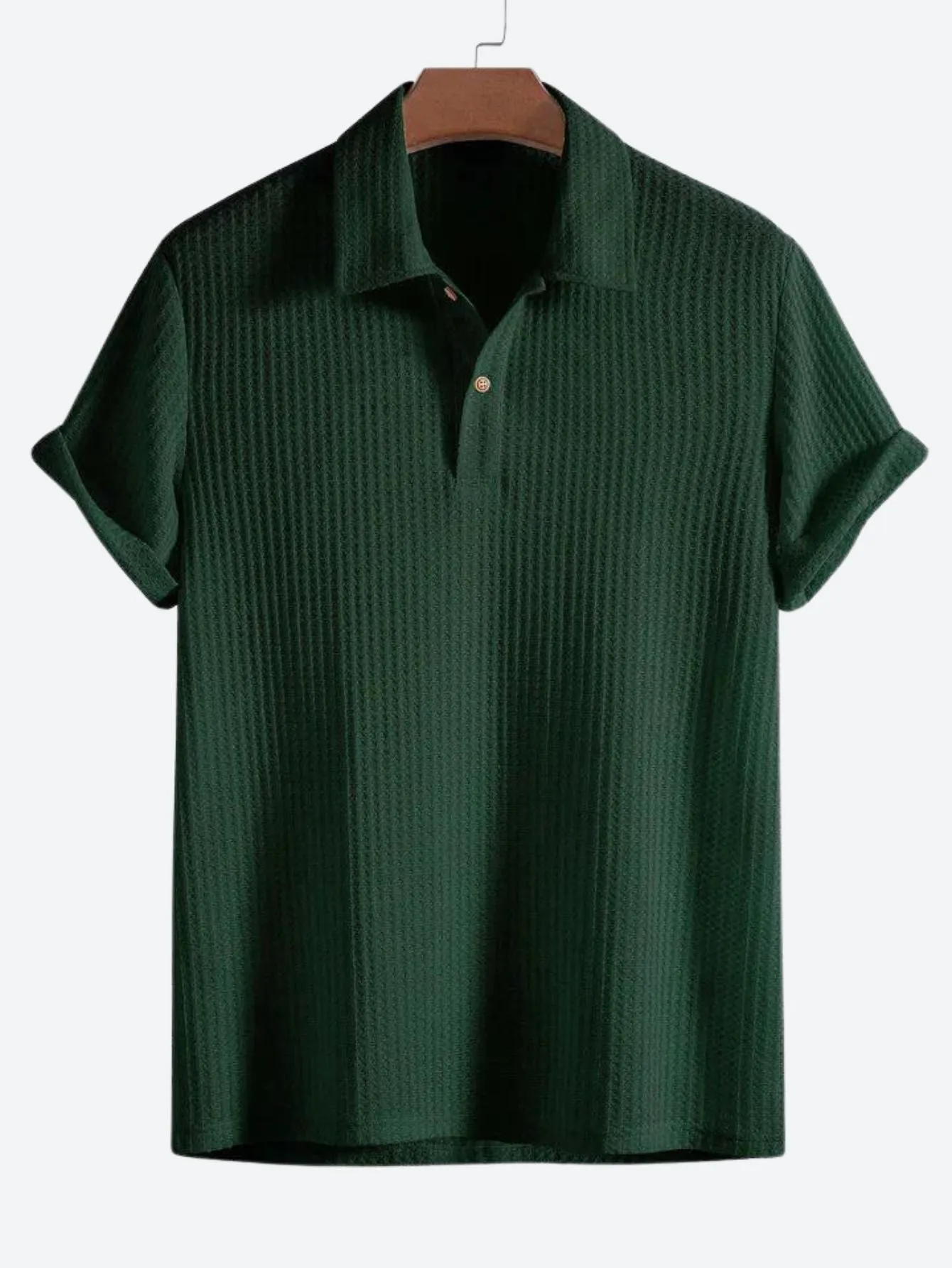 Warm Textured Waffle Polo Shirt for Men