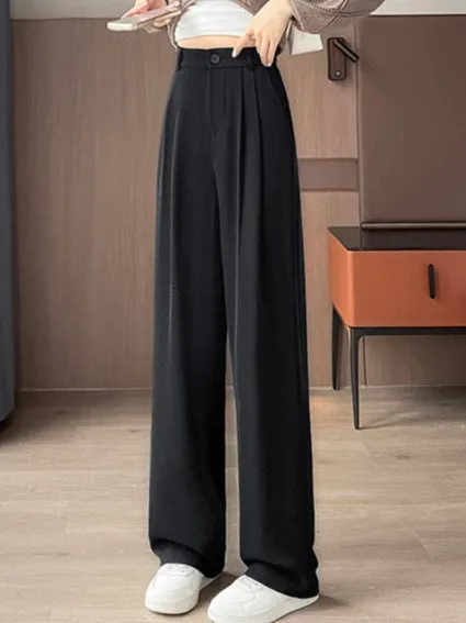 White High Waist Wide Leg Trousers