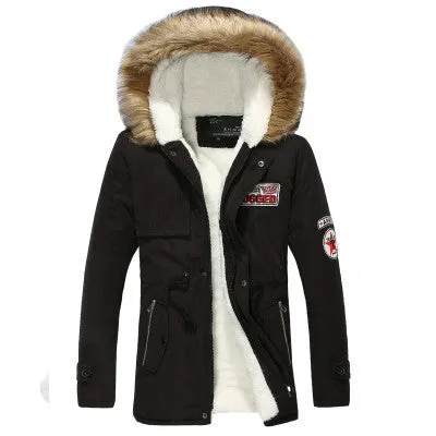Winter Style Warm Men's Jacket Parka Thick Warm Fur Collar Long Cotton Jacket Men Comfortable Cotton Hooded Parka Men